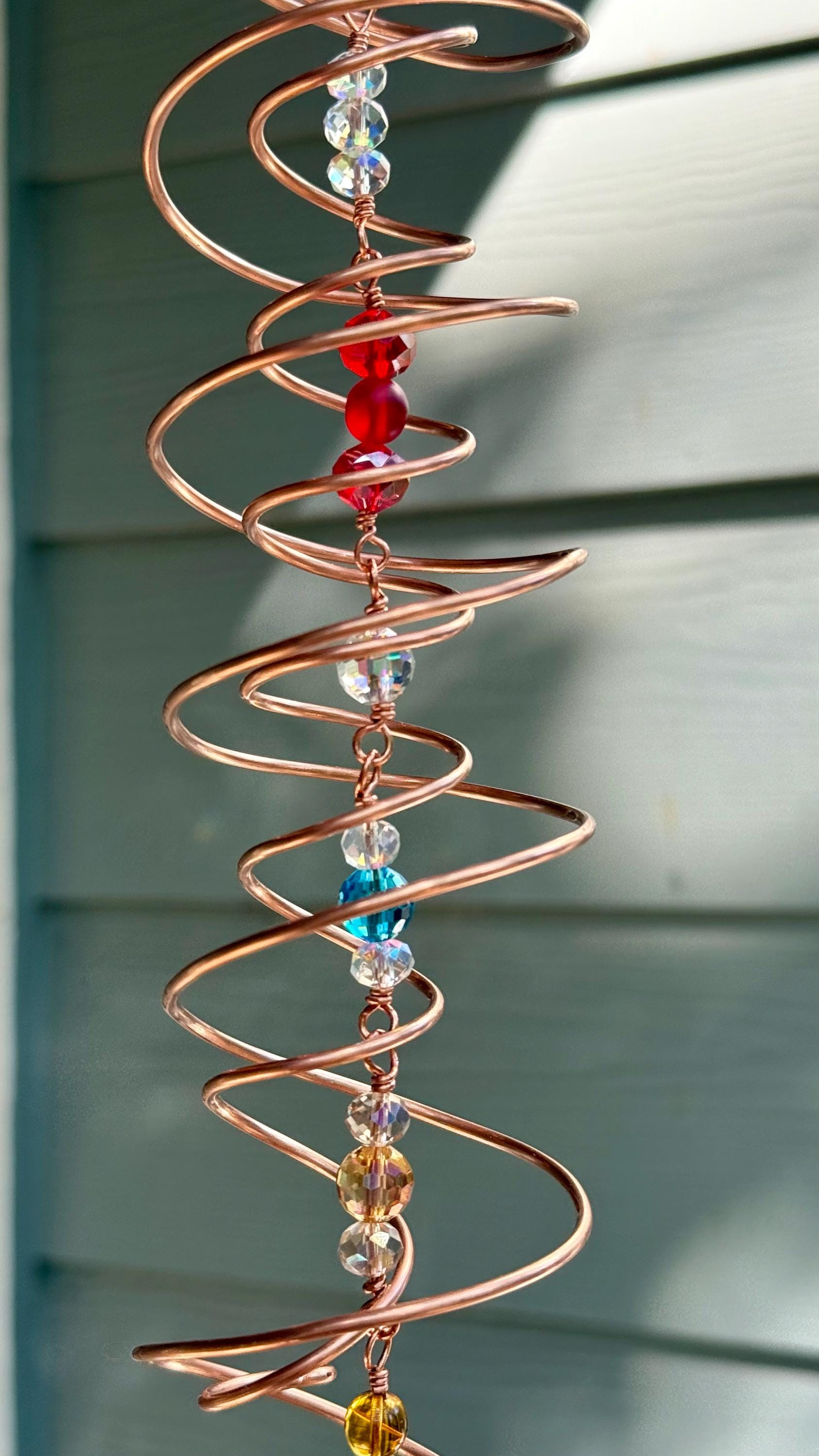 Copper Spiral Suncatcher - Rainbow Maker Crystal Prism Window Hanging, Boho Spinner Handmade Gift 4 - MeasureMason Copper Spiral Suncatcher - Rainbow Maker Crystal Prism Window Hanging, Boho Spinner Handmade Gift 4
