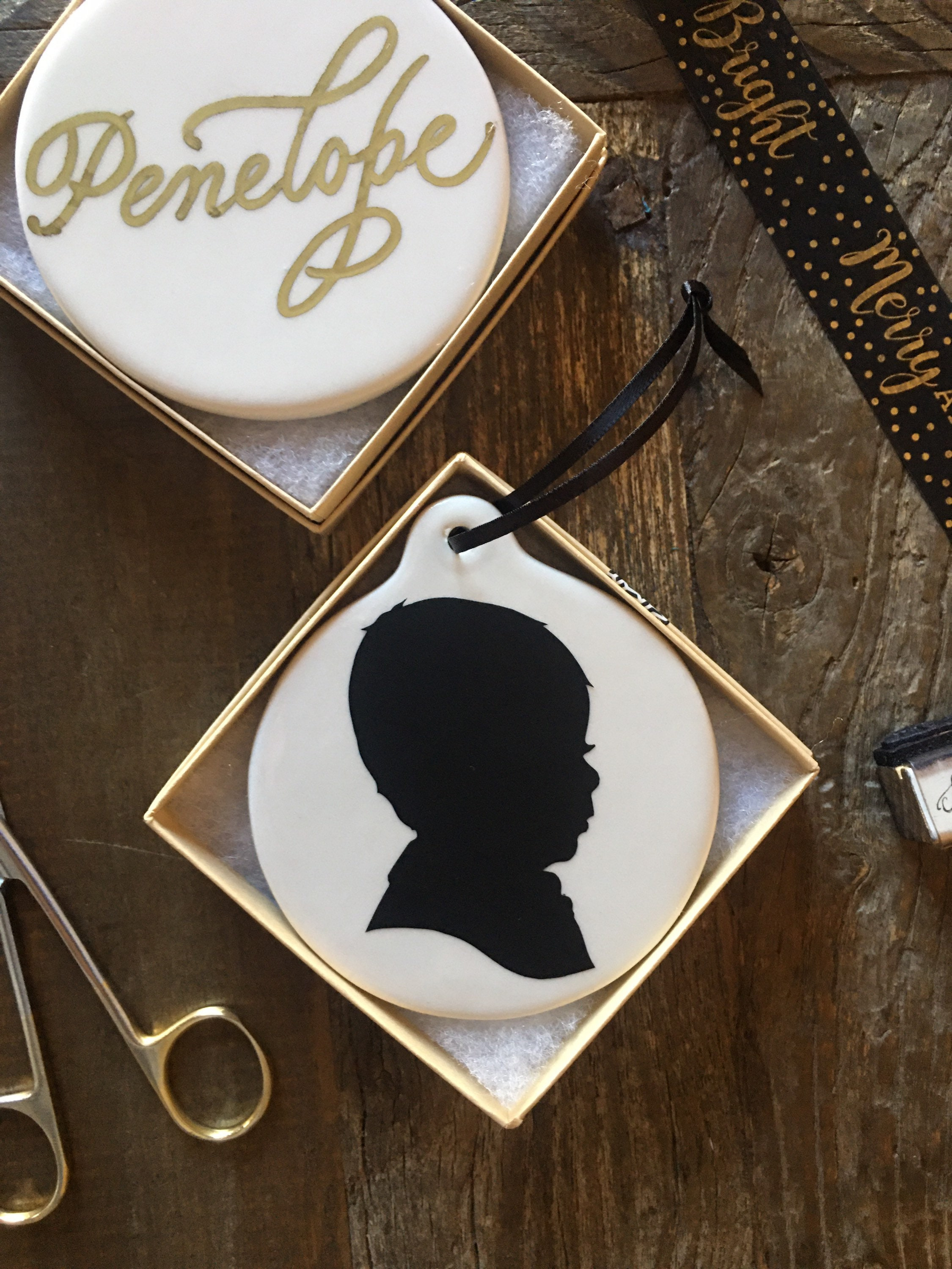 Custom Hand-Cut Silhouette Ornament - Personalized Family Keepsake with Optional Hand-Lettered Names
