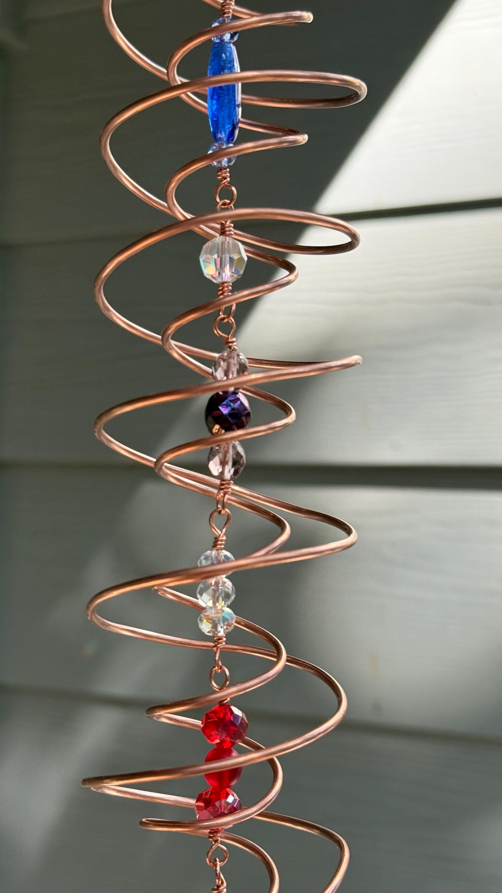 Copper Spiral Suncatcher - Rainbow Maker Crystal Prism Window Hanging, Boho Spinner Handmade Gift 3 - MeasureMason Copper Spiral Suncatcher - Rainbow Maker Crystal Prism Window Hanging, Boho Spinner Handmade Gift 3