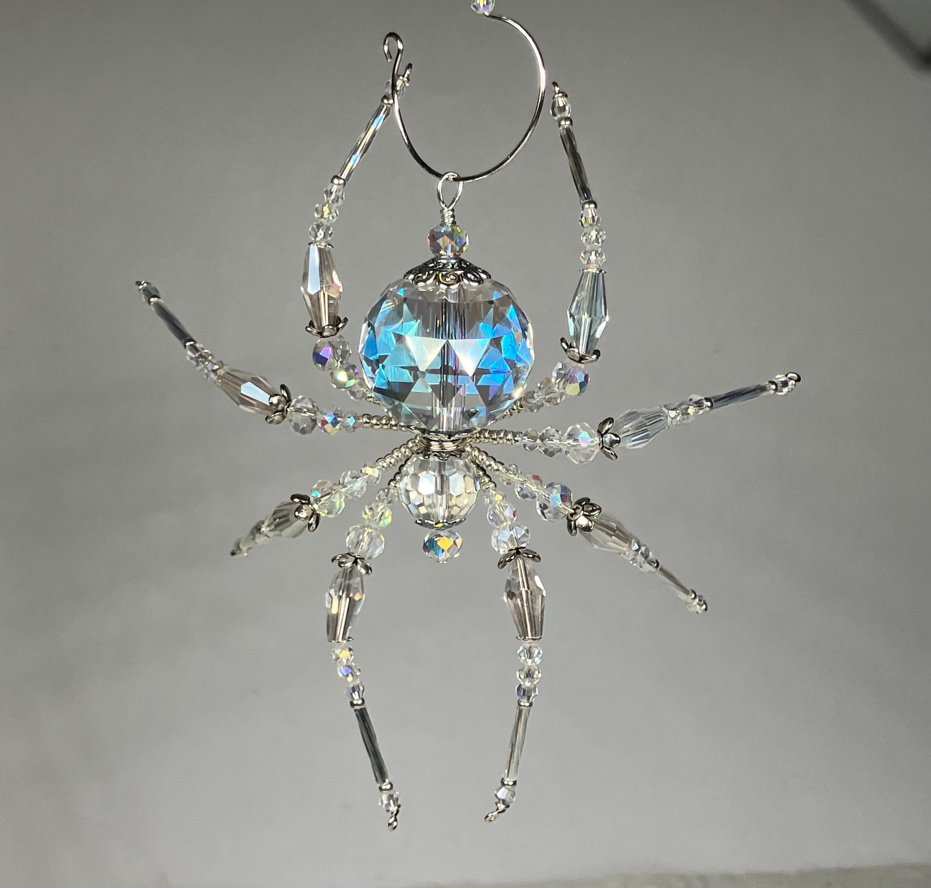 Crystal Beaded Spider Ornament, Christmas Window Suncatcher Prism Decor