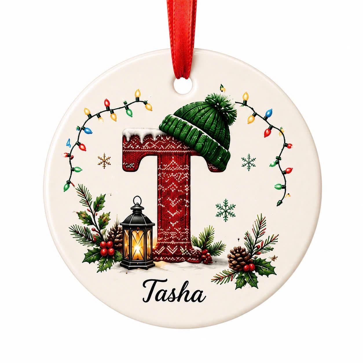 Custom Ceramic Christmas Ornament with A-Z Letter & Name, Personalized Round Star Heart Shape Holiday Tree Decoration Gi 2 - MeasureMason Custom Ceramic Christmas Ornament with A-Z Letter & Name, Personalized Round Star Heart Shape Holiday Tree Decoration Gi 2