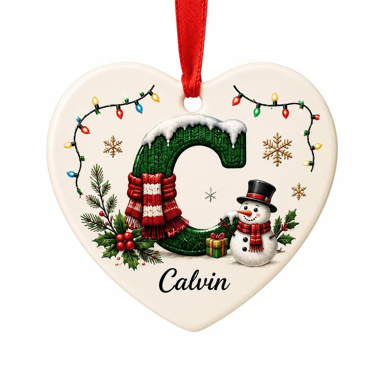 Custom Ceramic Christmas Ornament with A-Z Letter & Name, Personalized Round Star Heart Shape Holiday Tree Decoration Gi 3 - MeasureMason Custom Ceramic Christmas Ornament with A-Z Letter & Name, Personalized Round Star Heart Shape Holiday Tree Decoration Gi 3