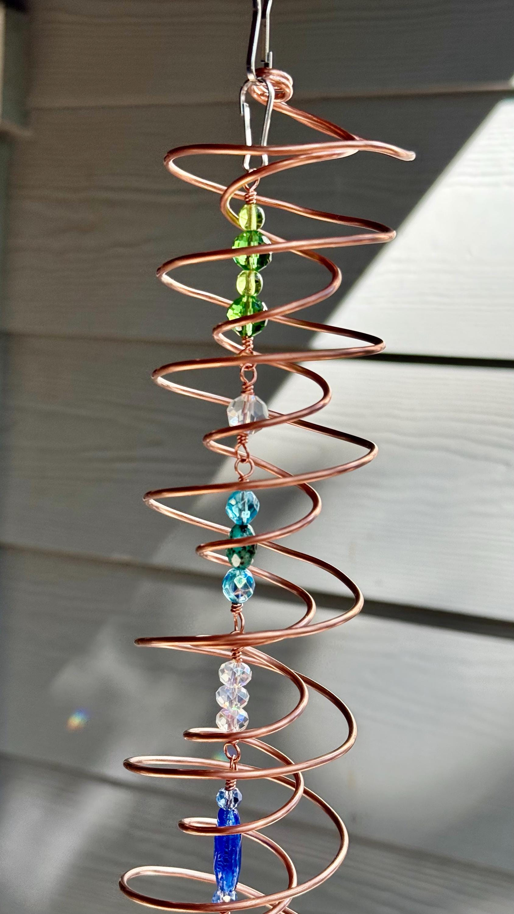 Copper Spiral Suncatcher - Rainbow Maker Crystal Prism Window Hanging, Boho Spinner Handmade Gift 1 - MeasureMason Copper Spiral Suncatcher - Rainbow Maker Crystal Prism Window Hanging, Boho Spinner Handmade Gift 1