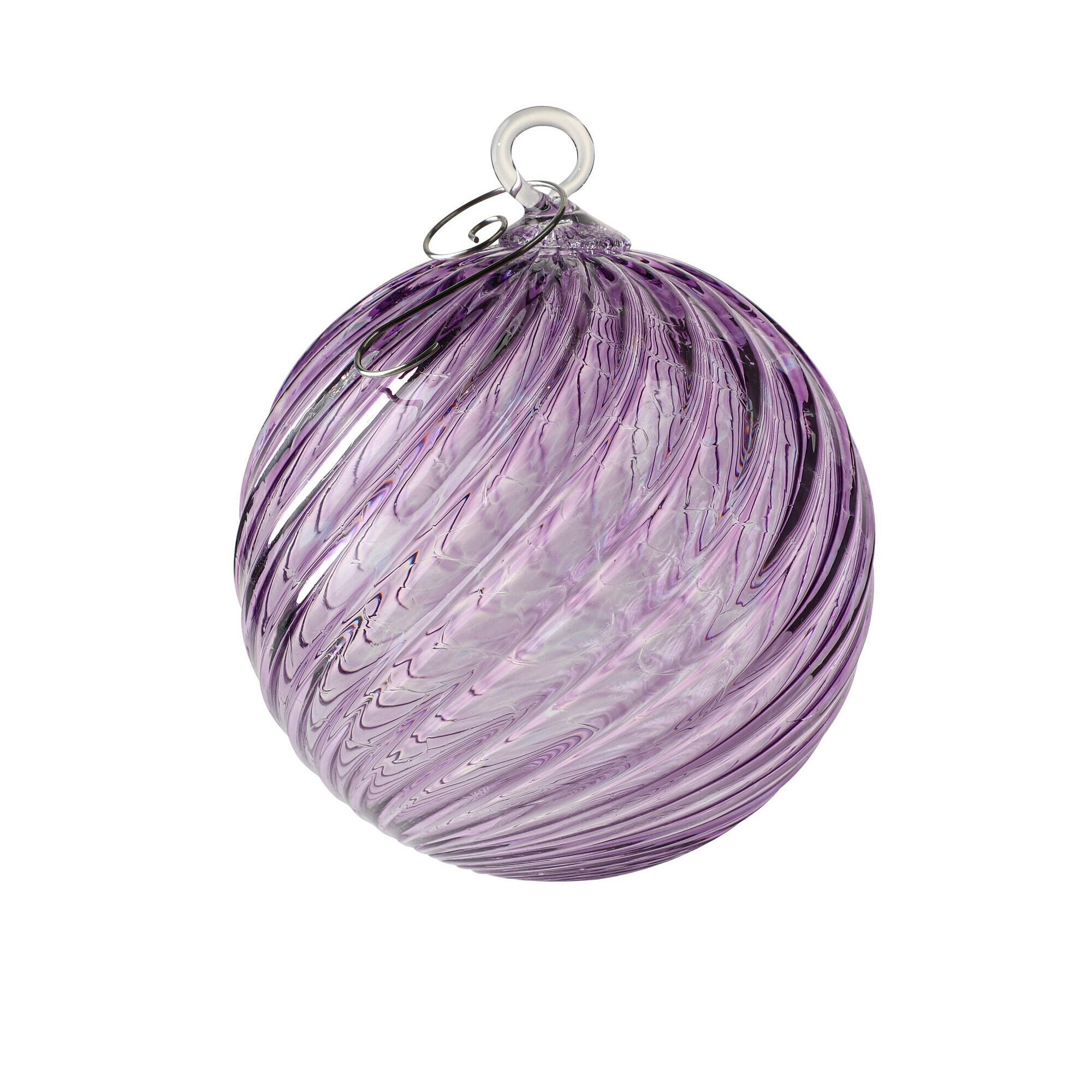 Amethyst Birthstone Glass Ornament, Hand Blown Suncatcher Spiral Holiday Decor