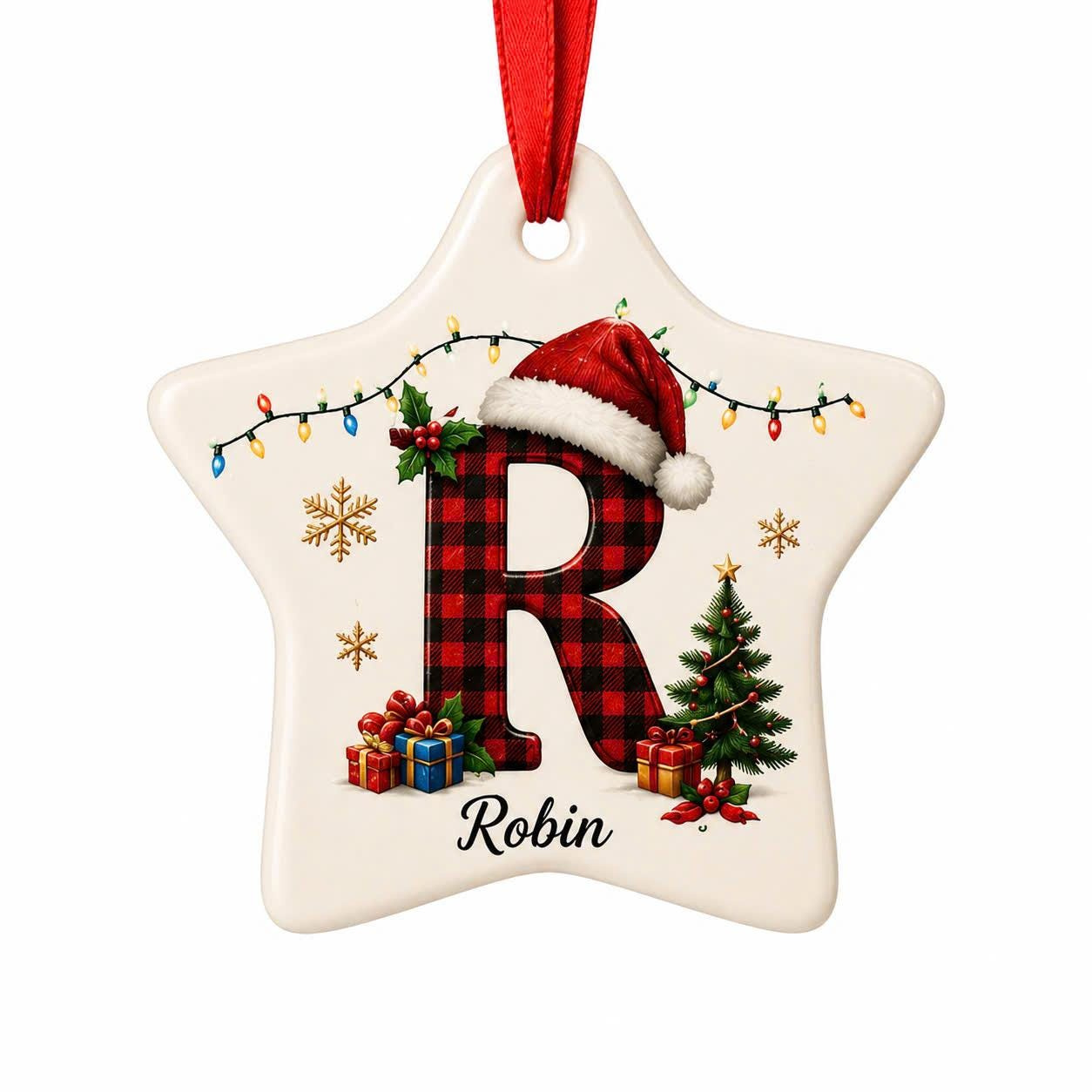 Custom Ceramic Christmas Ornament with A-Z Letter & Name, Personalized Round Star Heart Shape Holiday Tree Decoration Gi 1 - MeasureMason Custom Ceramic Christmas Ornament with A-Z Letter & Name, Personalized Round Star Heart Shape Holiday Tree Decoration Gi 1