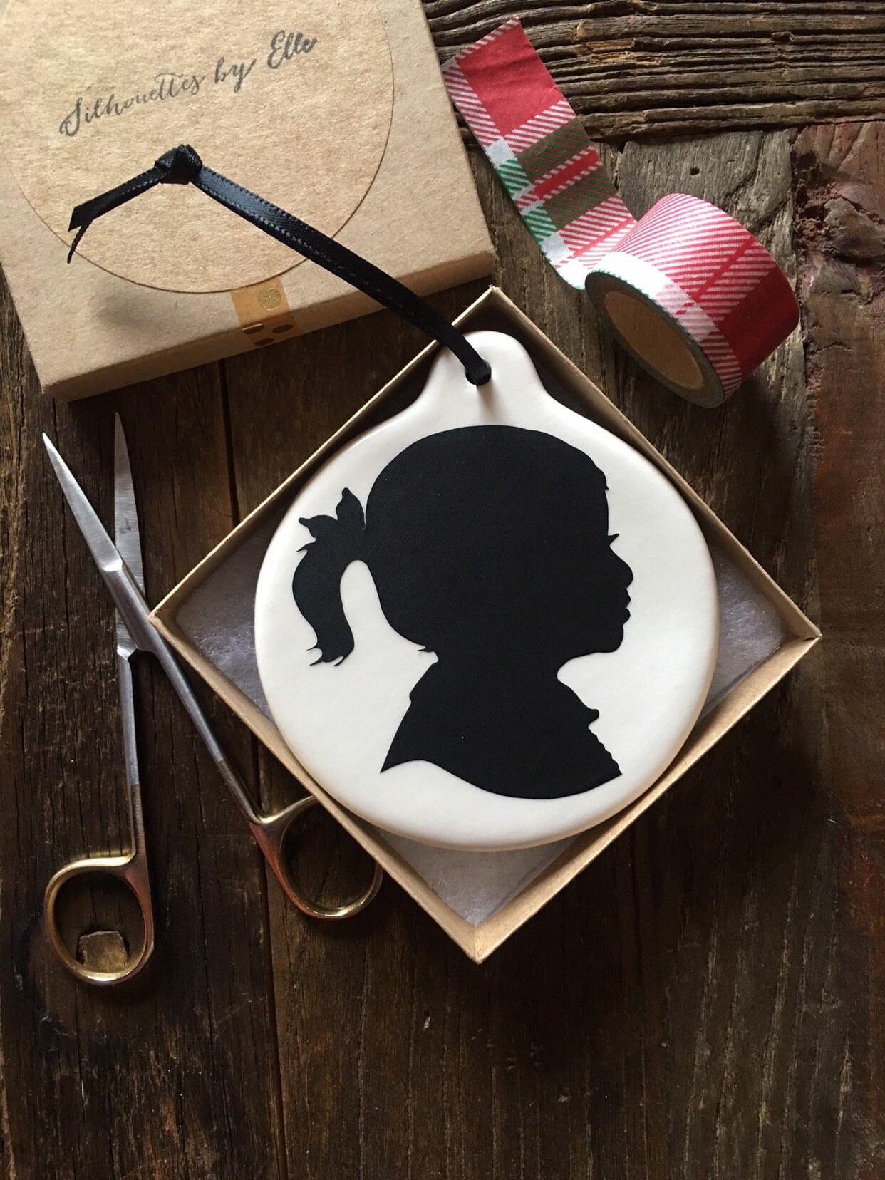 Custom Hand-Cut Silhouette Ornament - Personalized Family Keepsake with Optional Hand-Lettered Names 1 - MeasureMason Custom Hand-Cut Silhouette Ornament - Personalized Family Keepsake with Optional Hand-Lettered Names 1