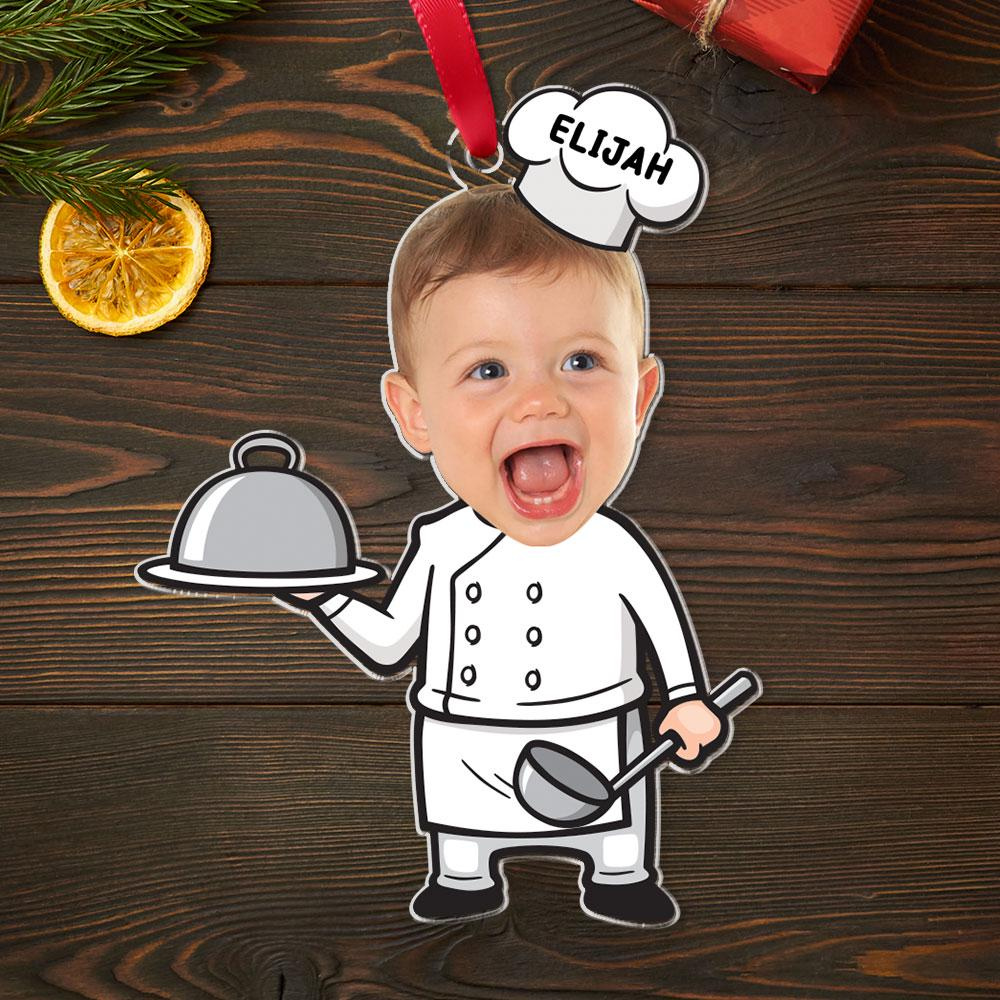 Custom Photo Chef Ornament, Personalized Christmas Family Ornament, Baby Photo Holiday Decor 2 - MeasureMason Custom Photo Chef Ornament, Personalized Christmas Family Ornament, Baby Photo Holiday Decor 2