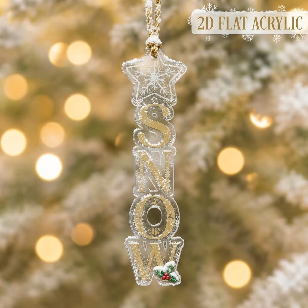 Personalized Name Christmas Ornament, 2D Flat Acrylic Vertical Ornament, Custom Letter Holiday Keepsake, Tree Decor 2 - MeasureMason Personalized Name Christmas Ornament, 2D Flat Acrylic Vertical Ornament, Custom Letter Holiday Keepsake, Tree Decor 2