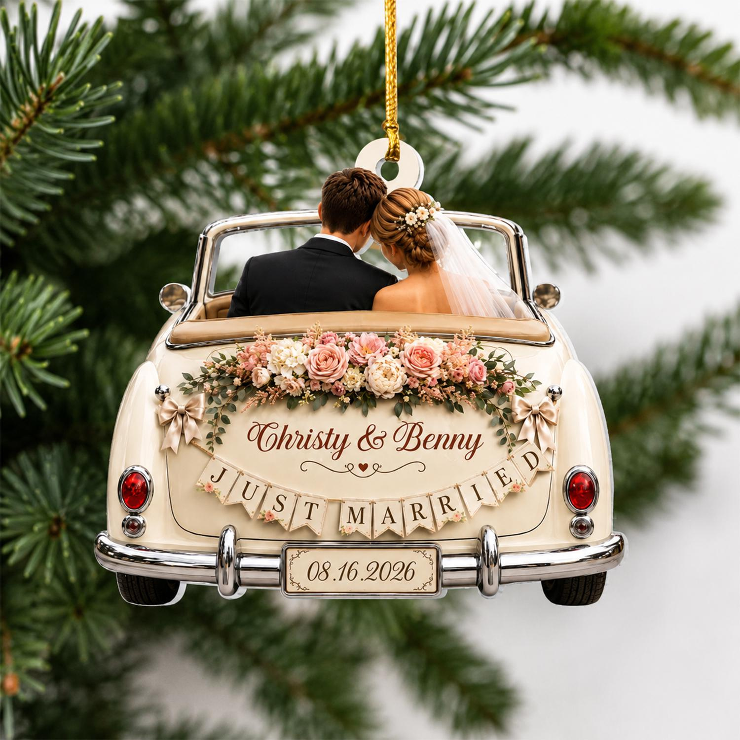 Personalized First Christmas Married Ornament - Custom Wedding Date Acrylic Keepsake Personalized First Christmas Married Ornament - Custom Wedding Date Acrylic Keepsake