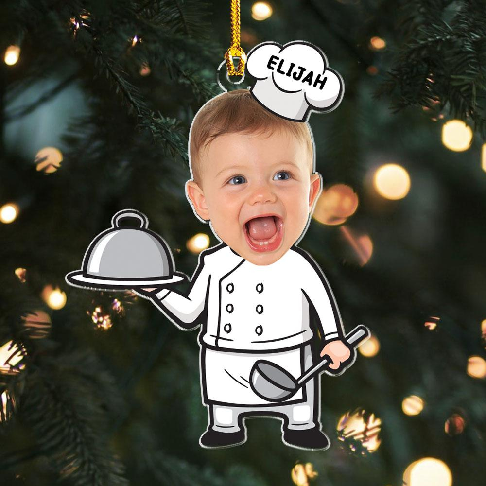 Custom Photo Chef Ornament, Personalized Christmas Family Ornament, Baby Photo Holiday Decor 4 - MeasureMason Custom Photo Chef Ornament, Personalized Christmas Family Ornament, Baby Photo Holiday Decor 4