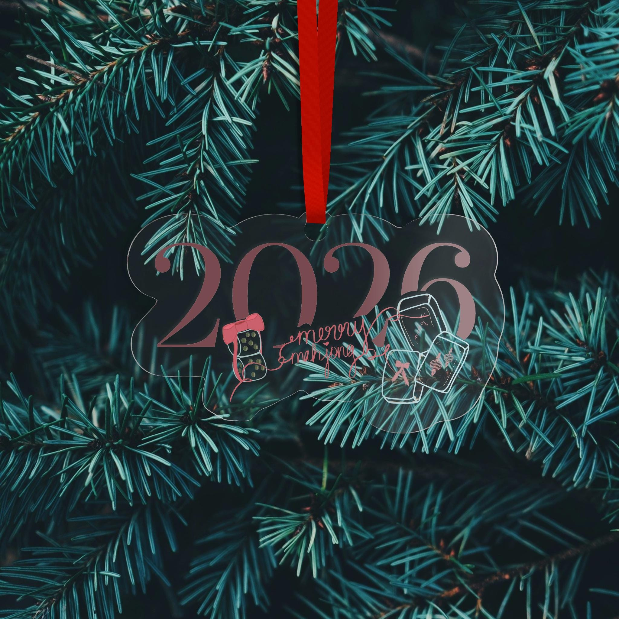 2026 Mahjong Christmas Ornament - Personalized Acrylic Gift for Mahjong Group, Hostess, Friends 2 - MeasureMason 2026 Mahjong Christmas Ornament - Personalized Acrylic Gift for Mahjong Group, Hostess, Friends 2