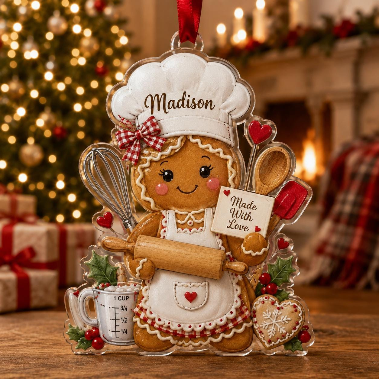 Personalized Baker Christmas Ornament, Custom Name Gingerbread Chef Acrylic Keepsake Gift 2 - MeasureMason Personalized Baker Christmas Ornament, Custom Name Gingerbread Chef Acrylic Keepsake Gift 2