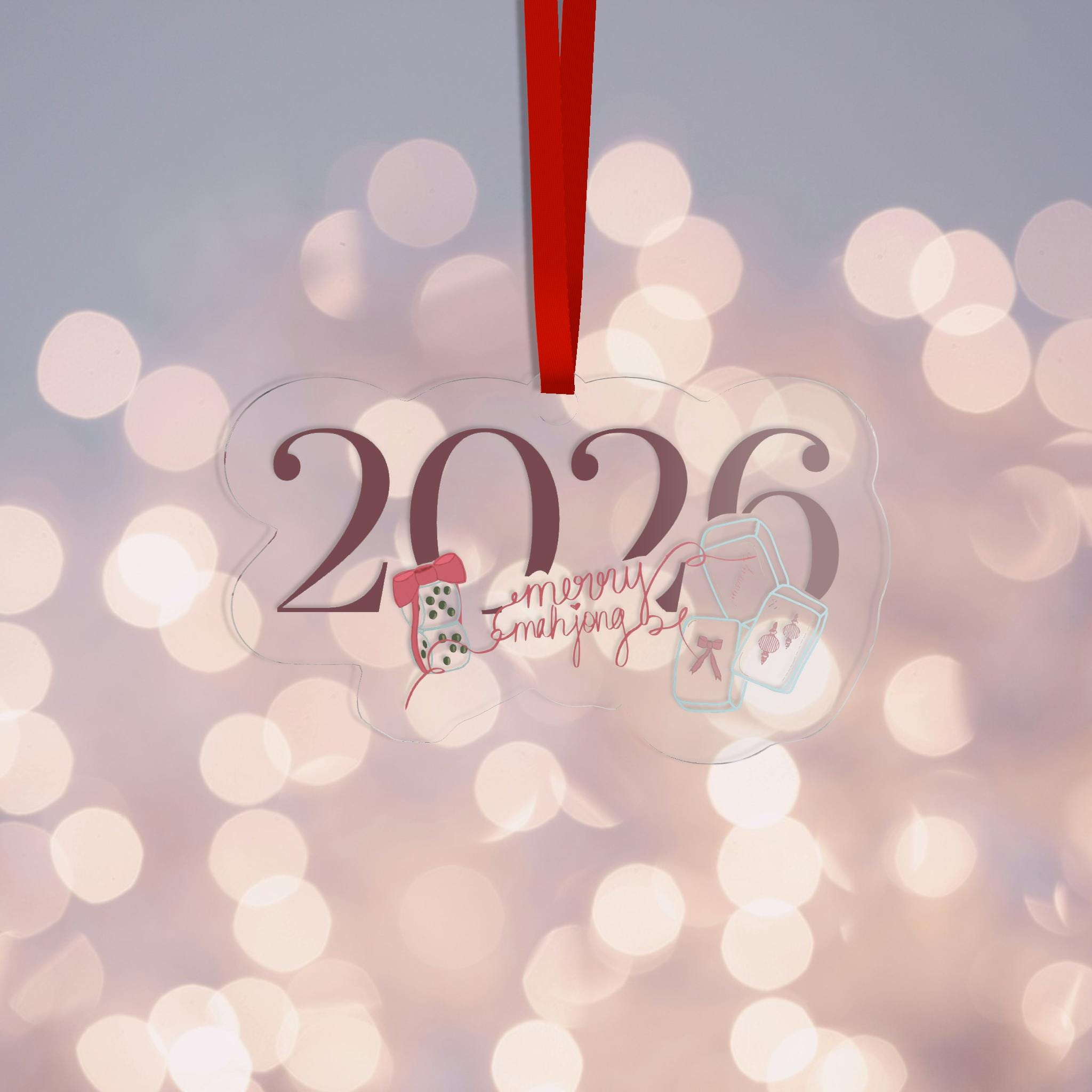 2026 Mahjong Christmas Ornament - Personalized Acrylic Gift for Mahjong Group, Hostess, Friends 2026 Mahjong Christmas Ornament - Personalized Acrylic Gift for Mahjong Group, Hostess, Friends