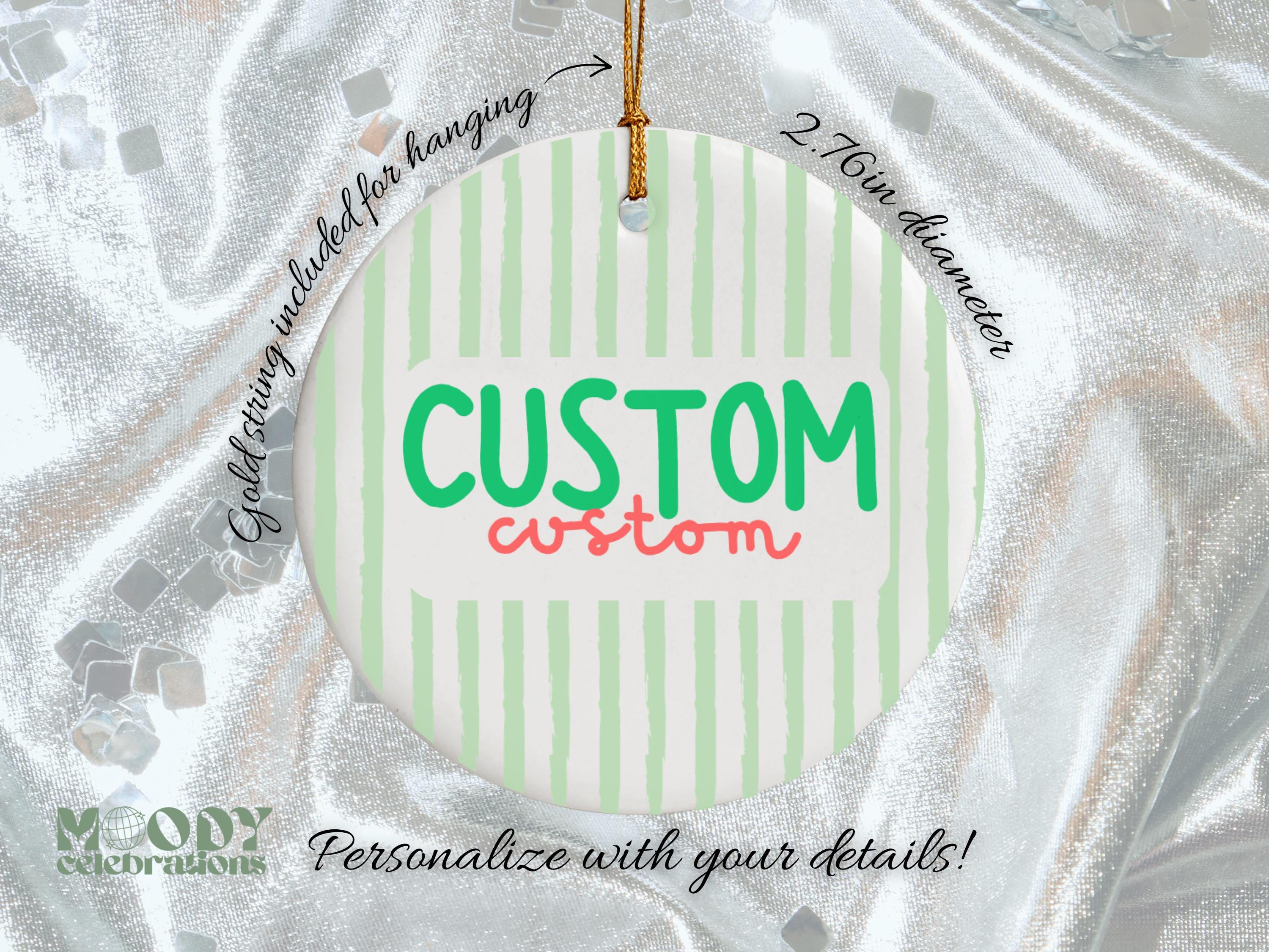 Personalized Ceramic Ornament with Bold Stripes, Custom Milestone Keepsake Gift 1 - MeasureMason Personalized Ceramic Ornament with Bold Stripes, Custom Milestone Keepsake Gift 1
