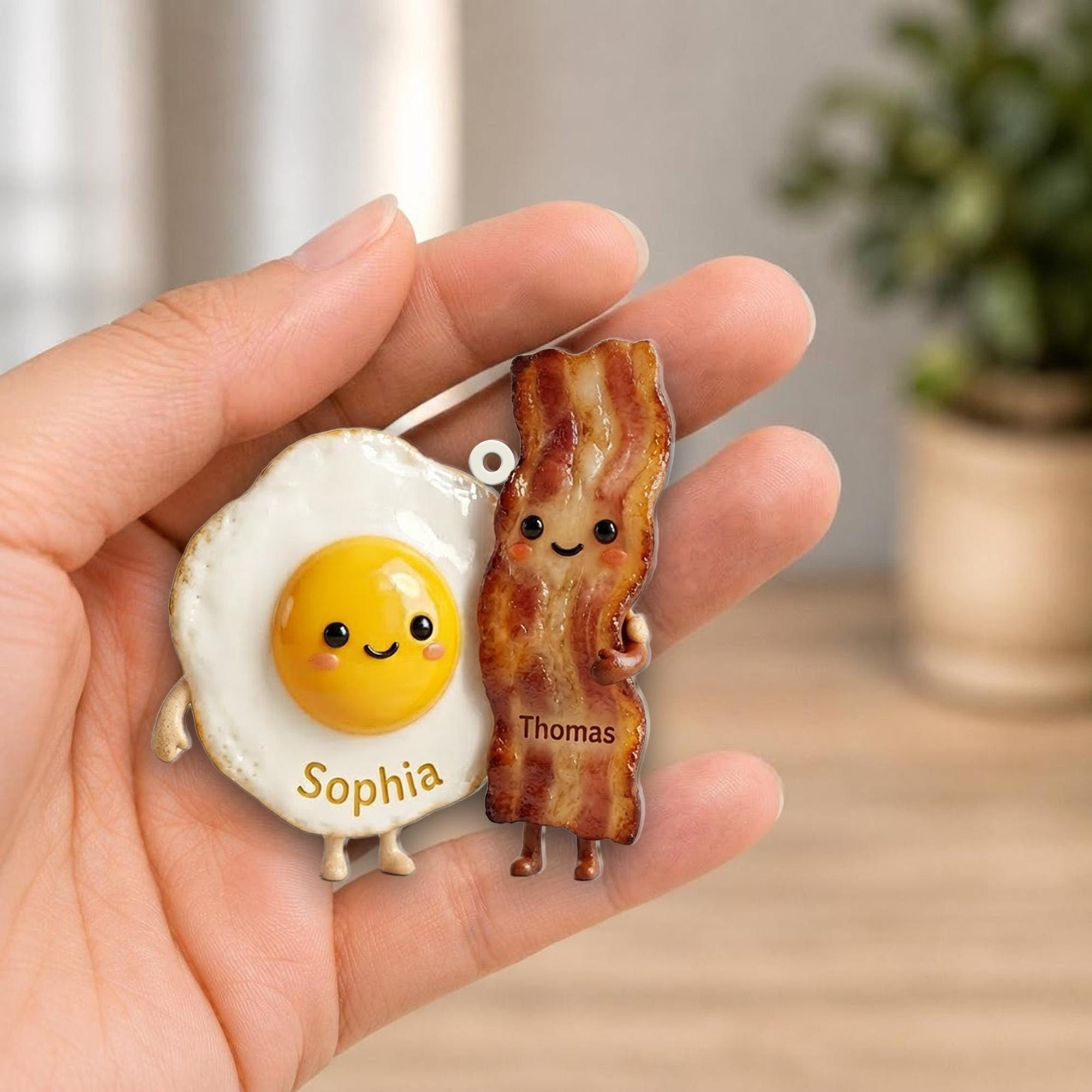 Personalized Bacon and Egg Christmas Ornament - Custom Food Tree Decoration with Name & Year 1 - MeasureMason Personalized Bacon and Egg Christmas Ornament - Custom Food Tree Decoration with Name & Year 1