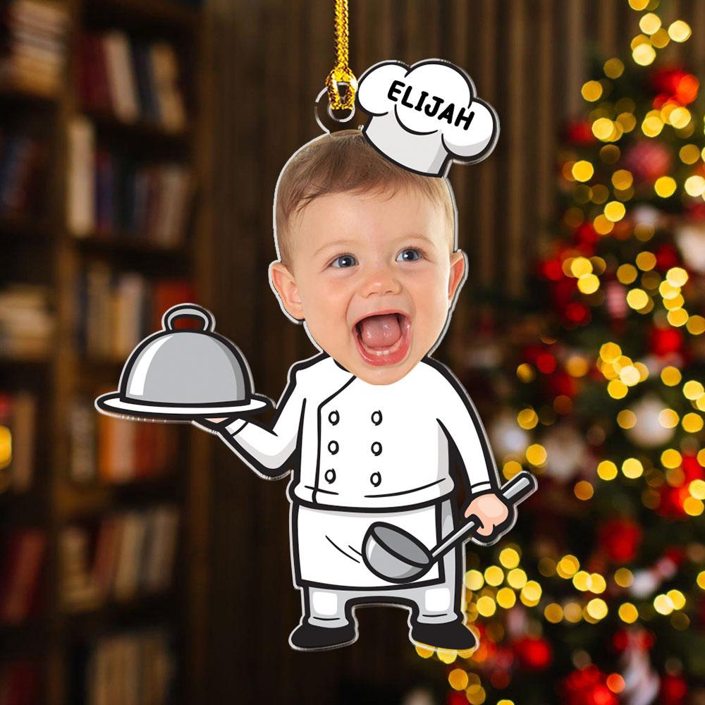 Custom Photo Chef Ornament, Personalized Christmas Family Ornament, Baby Photo Holiday Decor 3 - MeasureMason Custom Photo Chef Ornament, Personalized Christmas Family Ornament, Baby Photo Holiday Decor 3