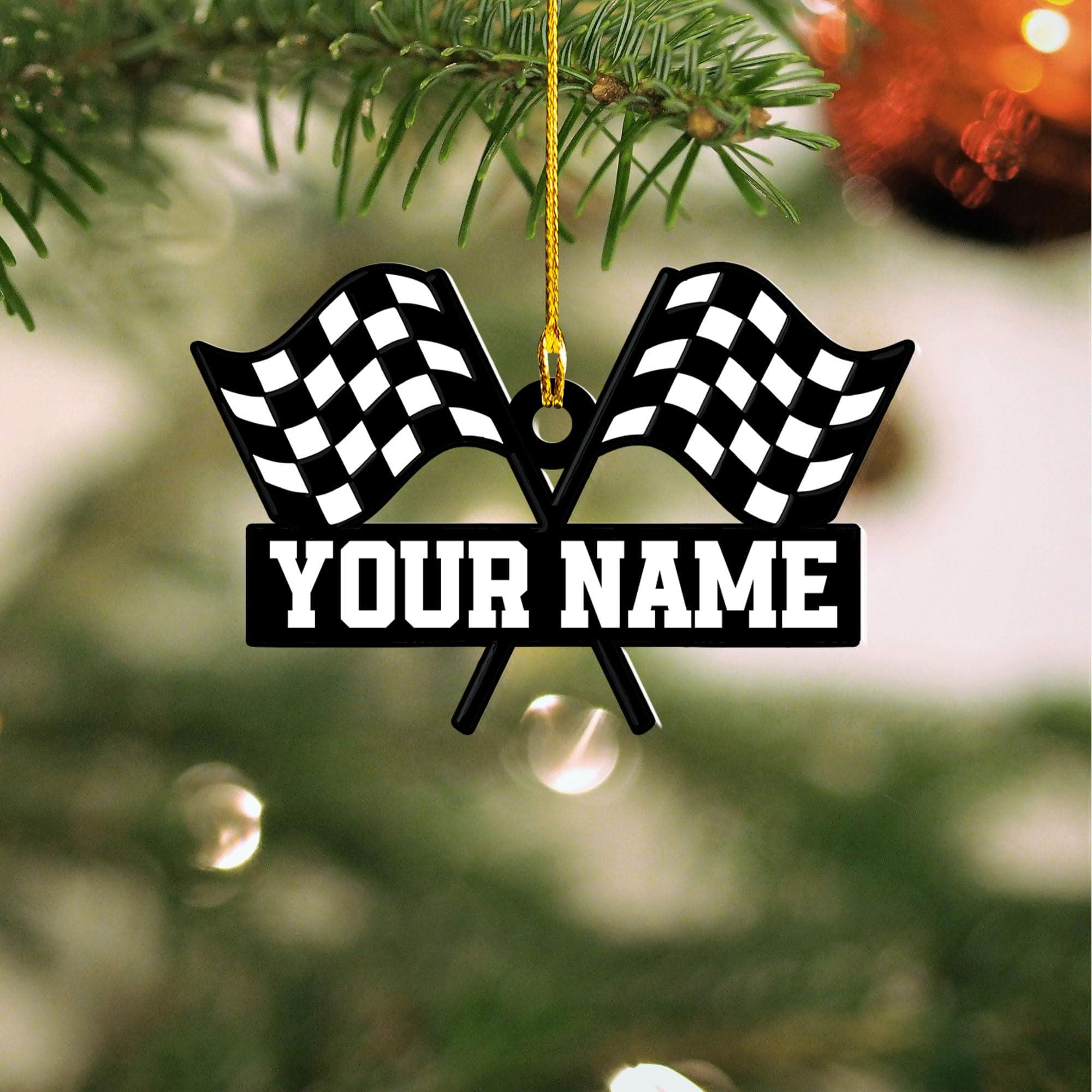 Personalized Race Car Ornament, Dirt Track Racing Gift, Christmas Hanging Decoration for Racing Lover