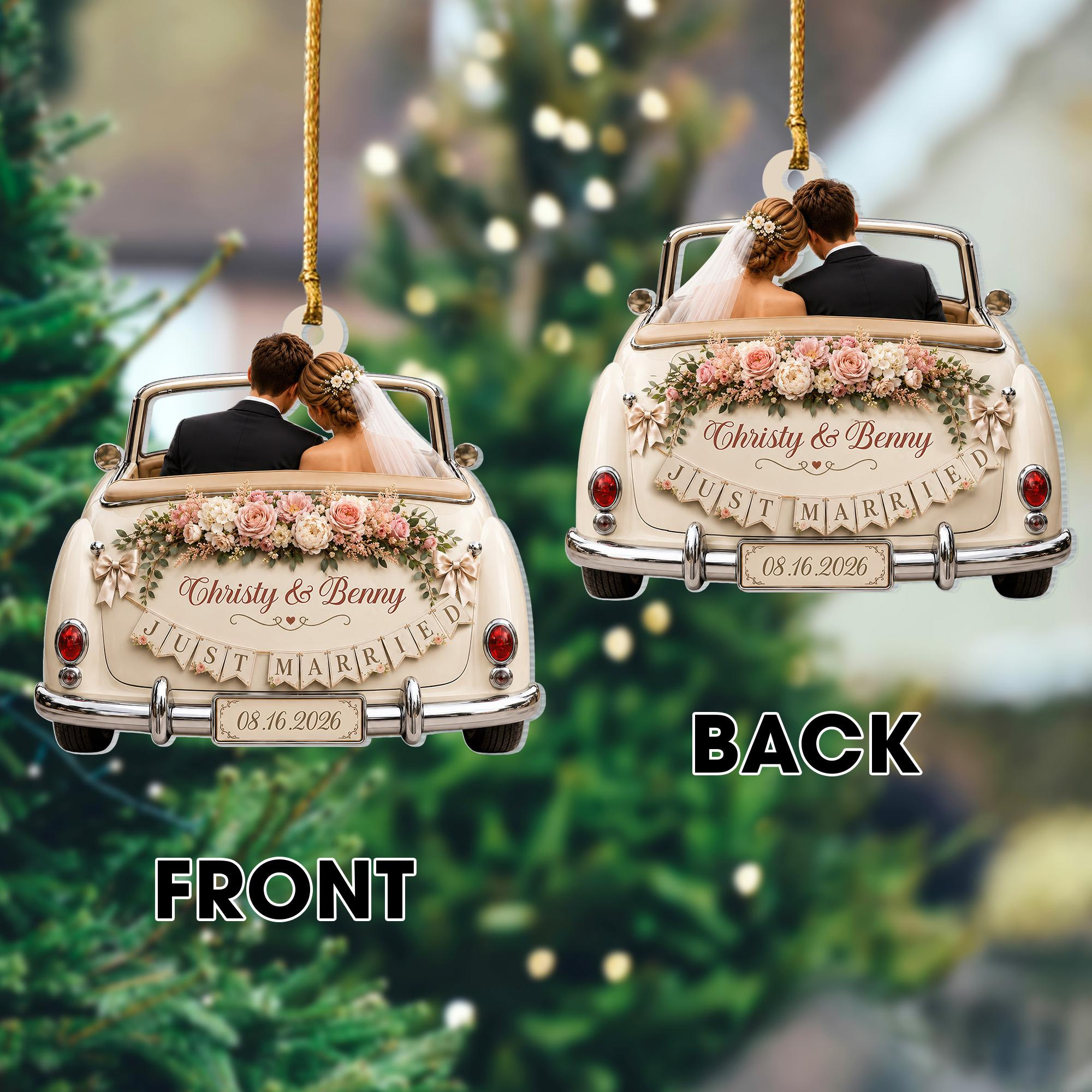 Personalized First Christmas Married Ornament - Custom Wedding Date Acrylic Keepsake 4 - MeasureMason Personalized First Christmas Married Ornament - Custom Wedding Date Acrylic Keepsake 4