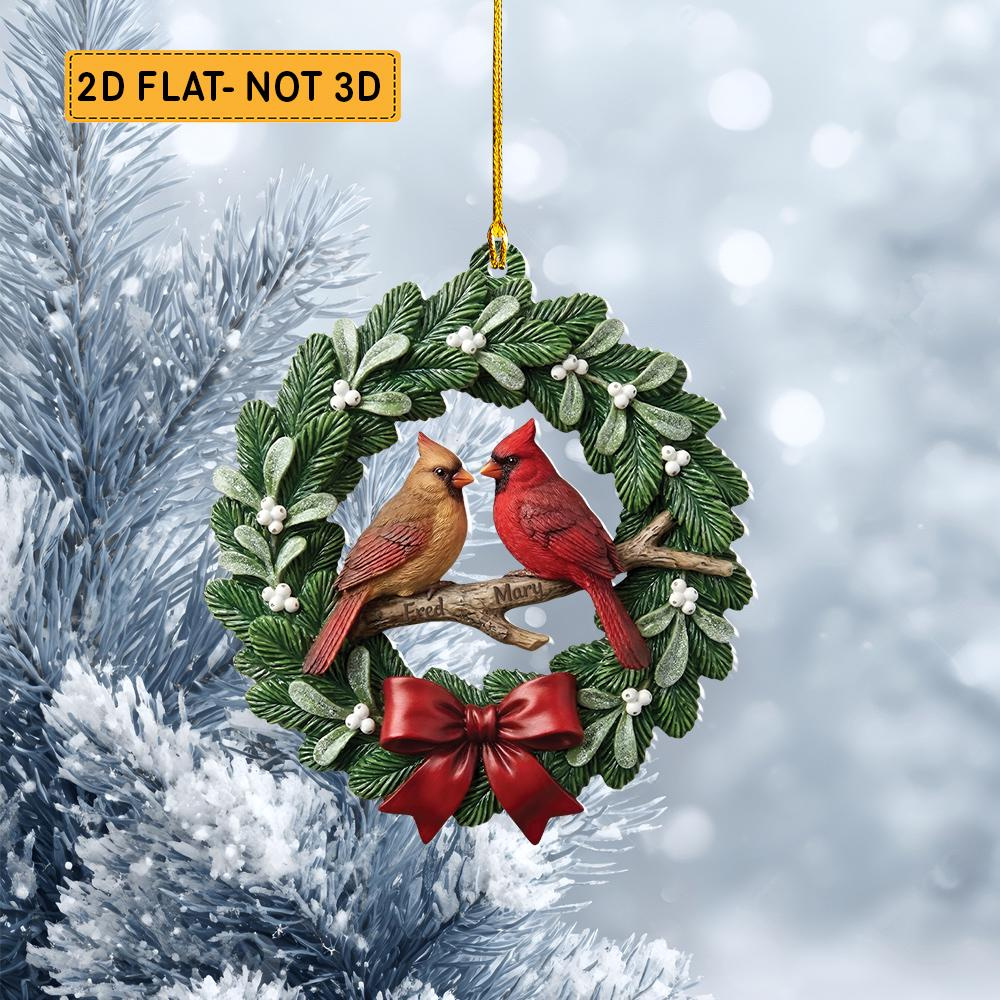 Personalized Red Cardinal Wreath Christmas Ornament - Custom Holiday Keepsake Personalized Red Cardinal Wreath Christmas Ornament - Custom Holiday Keepsake