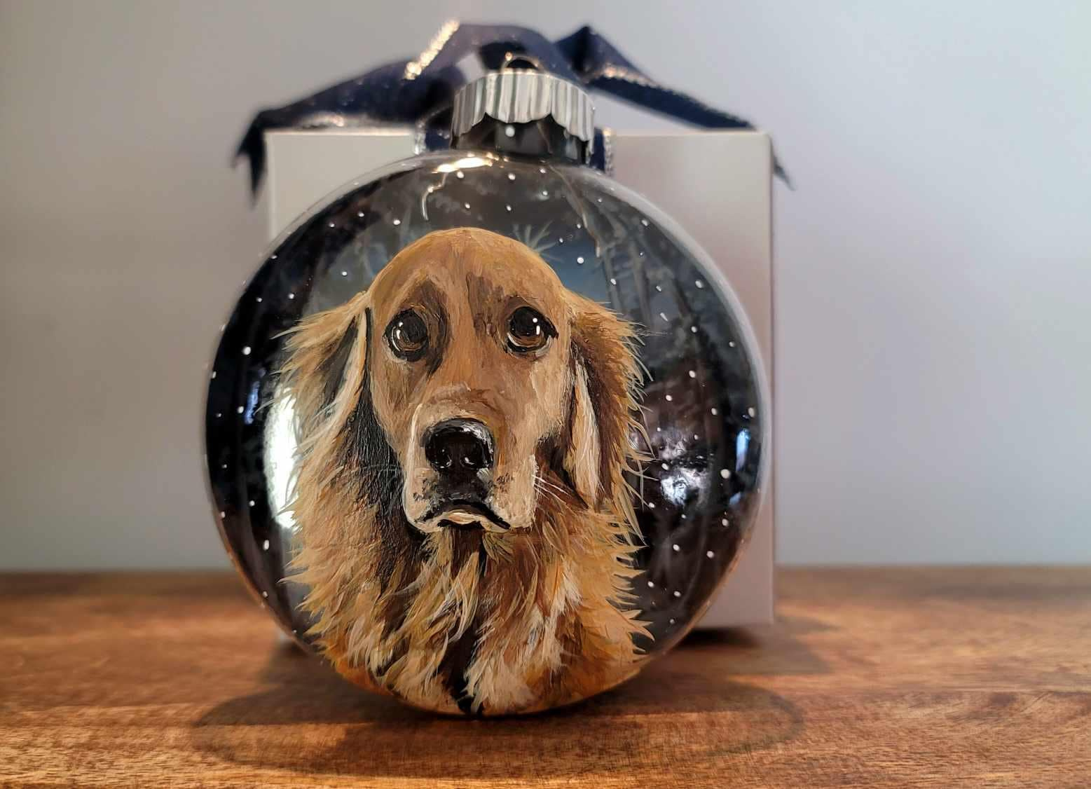 Custom Pet Portrait Hand Painted Ornament - 4