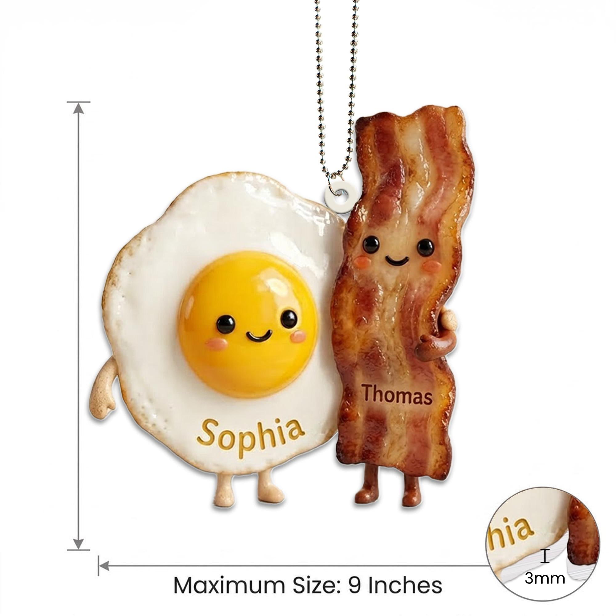 Personalized Bacon and Egg Christmas Ornament - Custom Food Tree Decoration with Name & Year 4 - MeasureMason Personalized Bacon and Egg Christmas Ornament - Custom Food Tree Decoration with Name & Year 4