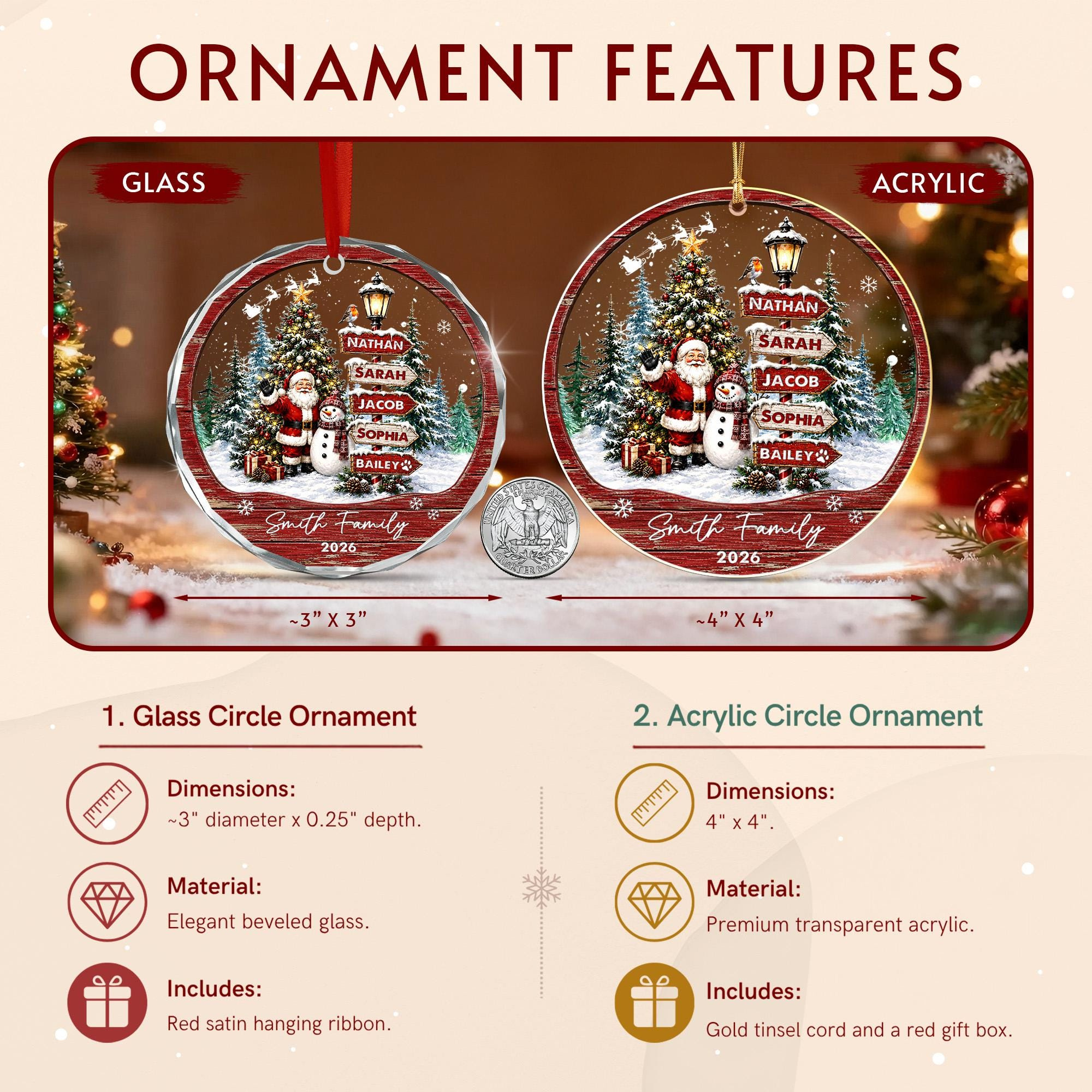 Custom Family Christmas Ornament: Personalized Signpost Keepsake 2026 4 - MeasureMason Custom Family Christmas Ornament: Personalized Signpost Keepsake 2026 4