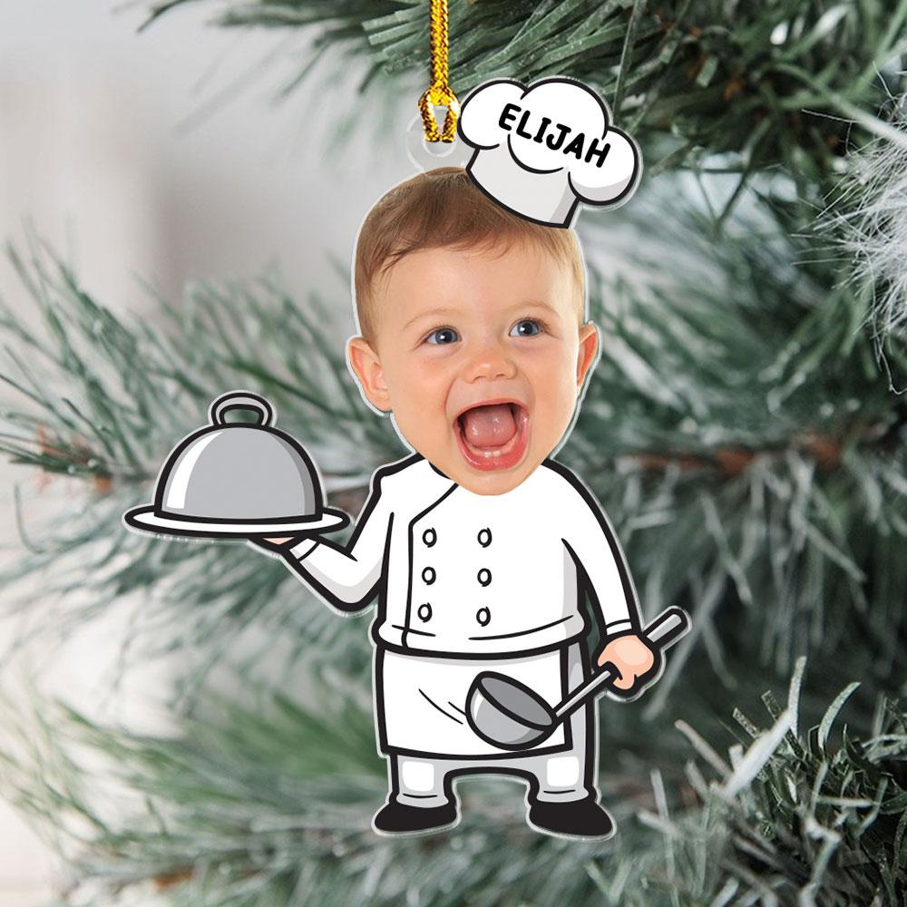 Custom Photo Chef Ornament, Personalized Christmas Family Ornament, Baby Photo Holiday Decor 1 - MeasureMason Custom Photo Chef Ornament, Personalized Christmas Family Ornament, Baby Photo Holiday Decor 1