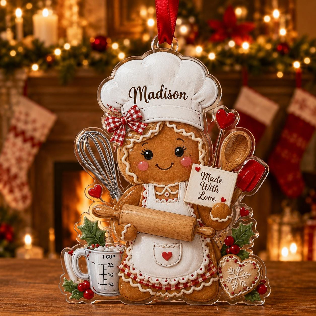 Personalized Baker Christmas Ornament, Custom Name Gingerbread Chef Acrylic Keepsake Gift Personalized Baker Christmas Ornament, Custom Name Gingerbread Chef Acrylic Keepsake Gift