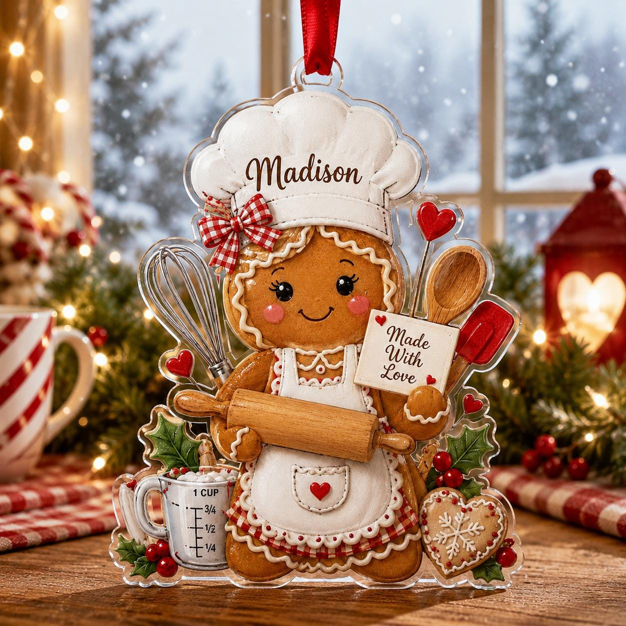 Personalized Baker Christmas Ornament, Custom Name Gingerbread Chef Acrylic Keepsake Gift 3 - MeasureMason Personalized Baker Christmas Ornament, Custom Name Gingerbread Chef Acrylic Keepsake Gift 3