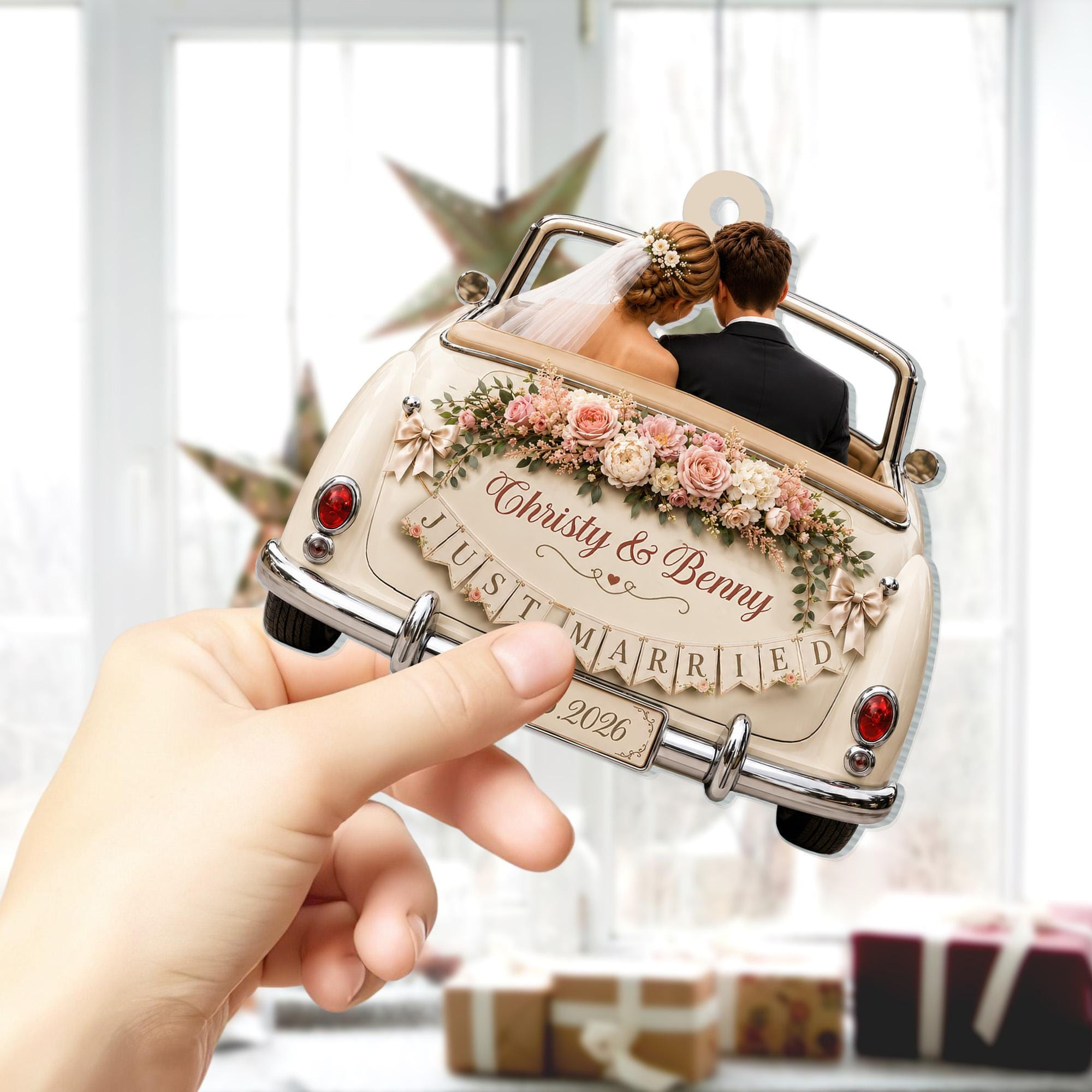 Personalized First Christmas Married Ornament - Custom Wedding Date Acrylic Keepsake 3 - MeasureMason Personalized First Christmas Married Ornament - Custom Wedding Date Acrylic Keepsake 3