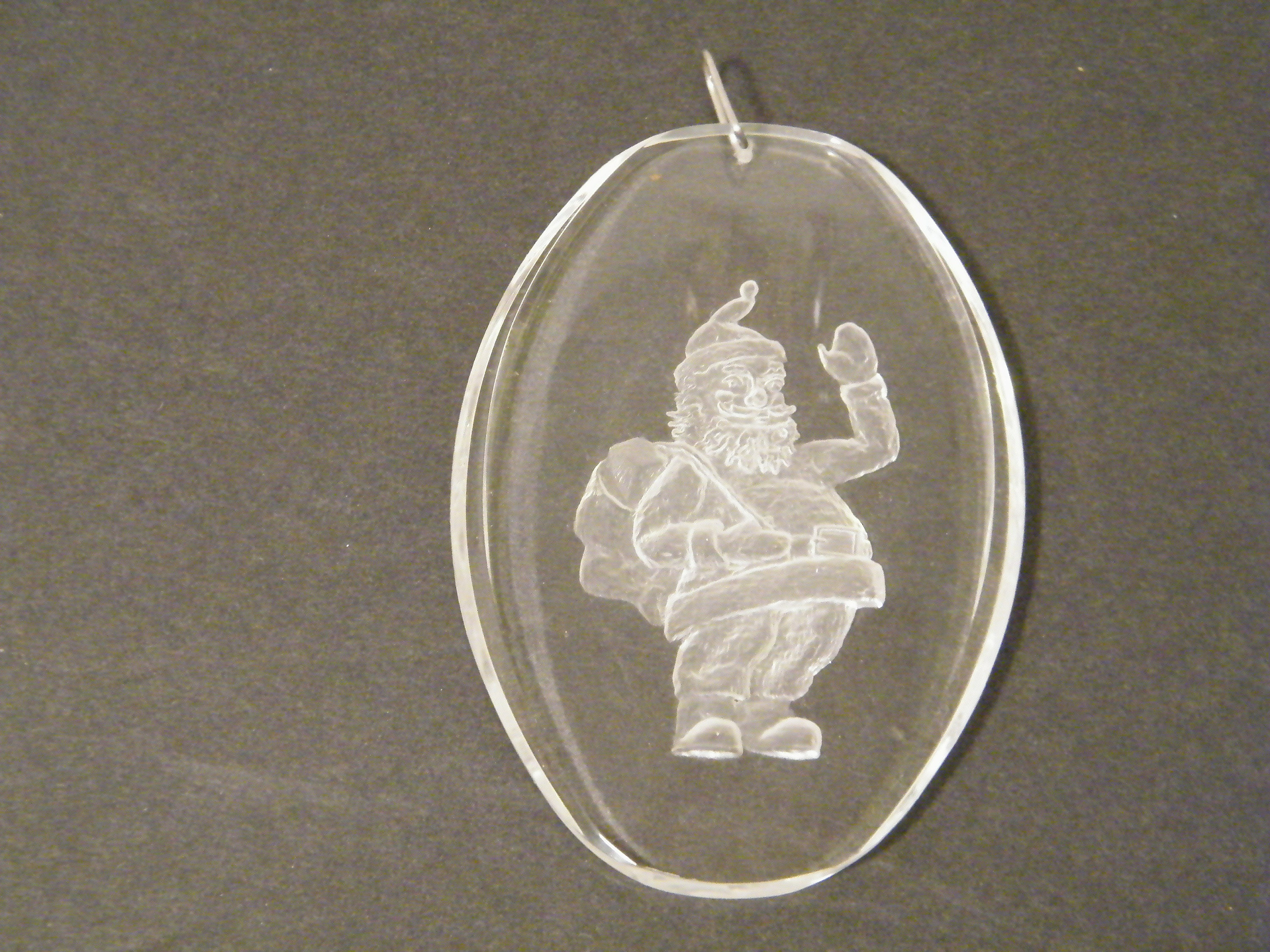 Vintage Acrylic Santa Ornament - 1960s Ball Corp Waving Santa Oval Christmas Tree Decor Vintage Acrylic Santa Ornament - 1960s Ball Corp Waving Santa Oval Christmas Tree Decor