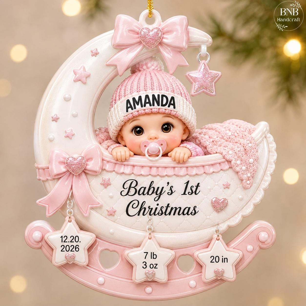 Personalized Baby's First Christmas Ornament 2026, Custom Name Birth Stats, Acrylic Baby Girl Boy Newborn Keepsake Gift