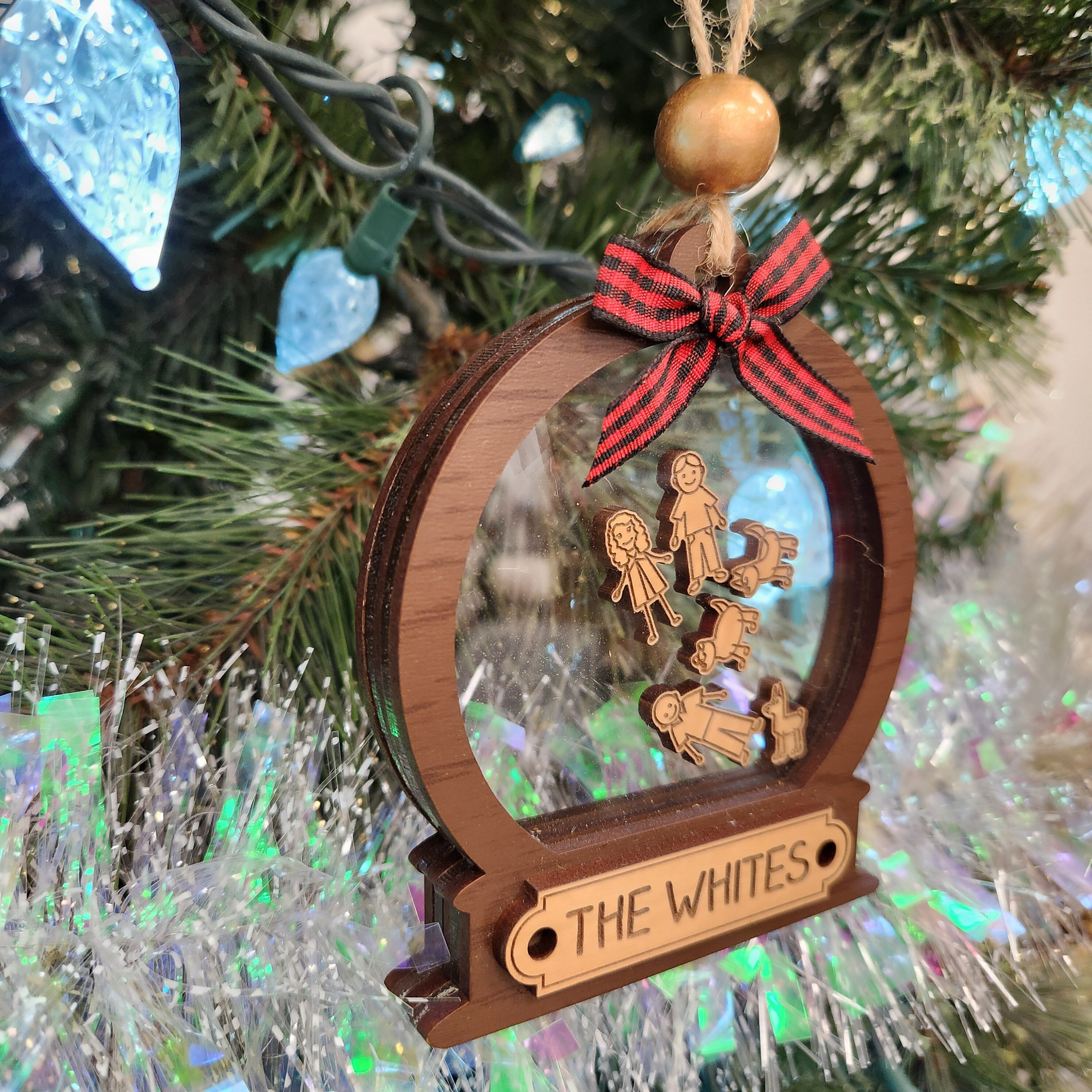 Personalized Family Christmas 2024 Wooden Snow Globe Shaker Ornament 1 - MeasureMason Personalized Family Christmas 2024 Wooden Snow Globe Shaker Ornament 1