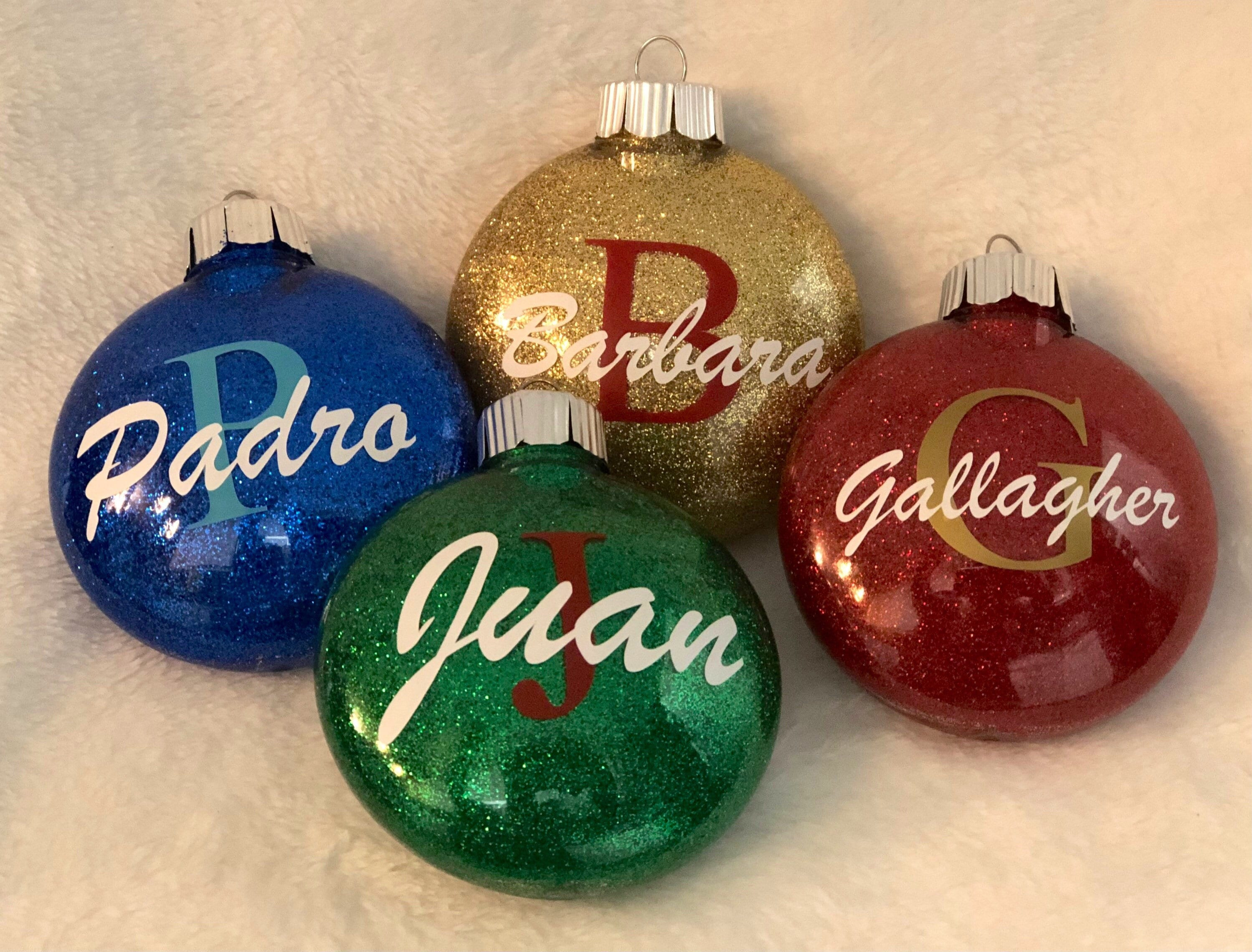 Personalized Christmas Disc Ornaments Glitter Custom Name & Monogram Family Holiday Tree Ornament Gift Personalized Christmas Disc Ornaments Glitter Custom Name & Monogram Family Holiday Tree Ornament Gift
