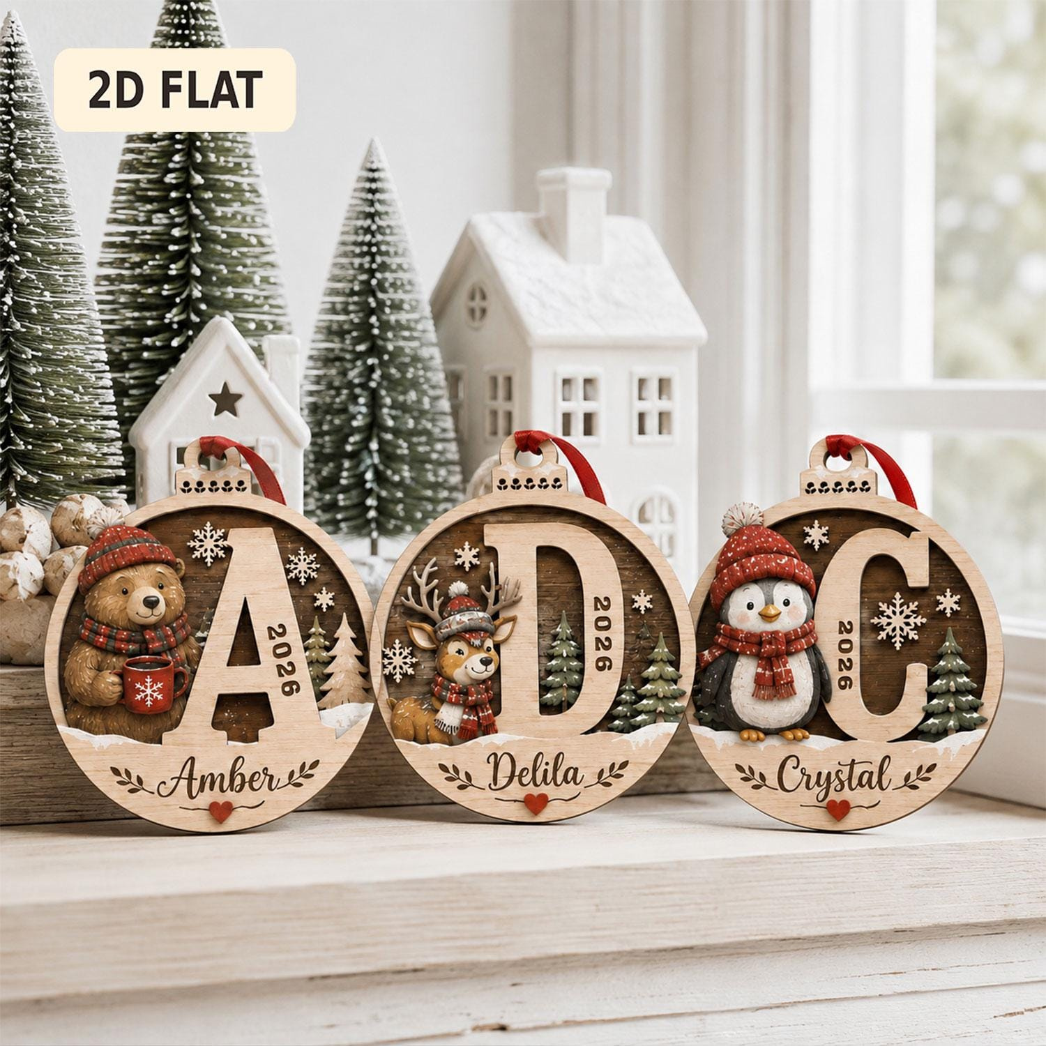 Personalized Initial Christmas Ornament 2026, Custom Penguin Wooden Monogram Ornament, Name Keepsake, Christmas Gift for Personalized Initial Christmas Ornament 2026, Custom Penguin Wooden Monogram Ornament, Name Keepsake, Christmas Gift for