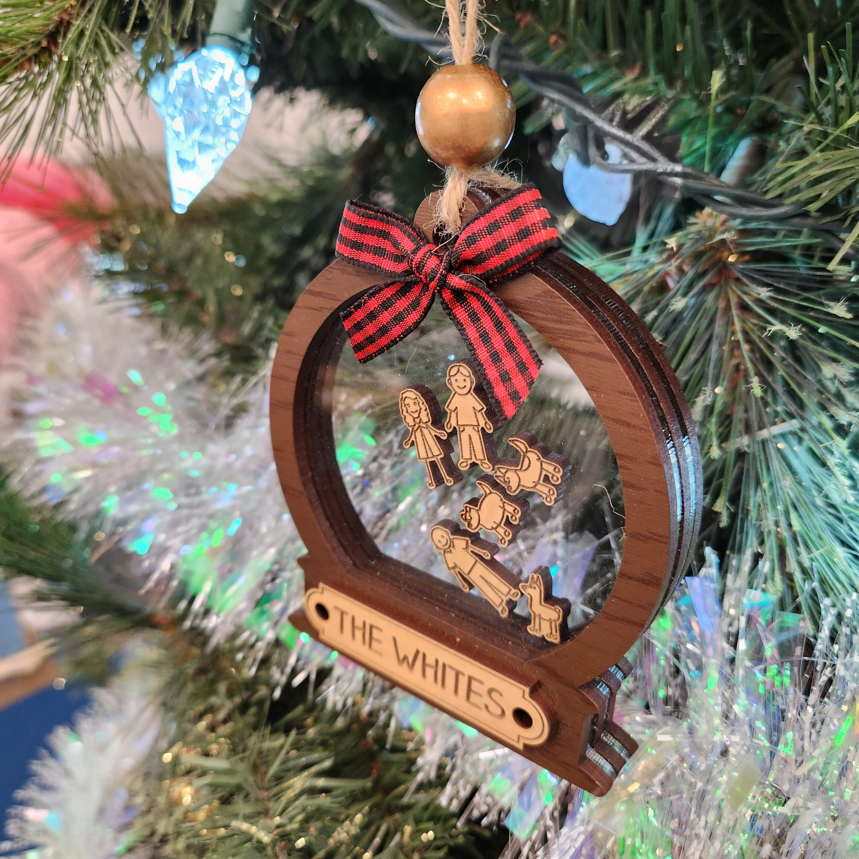 Personalized Family Christmas 2024 Wooden Snow Globe Shaker Ornament 2 - MeasureMason Personalized Family Christmas 2024 Wooden Snow Globe Shaker Ornament 2