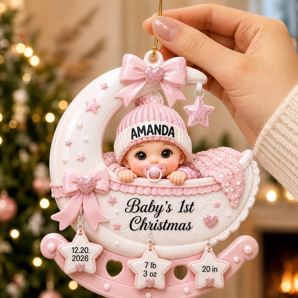 Personalized Babys First Christmas Ornament 2026, Custom Name Birth Stats, Acrylic Baby Girl Boy Newborn Keepsake Gift 2 - MeasureMason Personalized Babys First Christmas Ornament 2026, Custom Name Birth Stats, Acrylic Baby Girl Boy Newborn Keepsake Gift 2