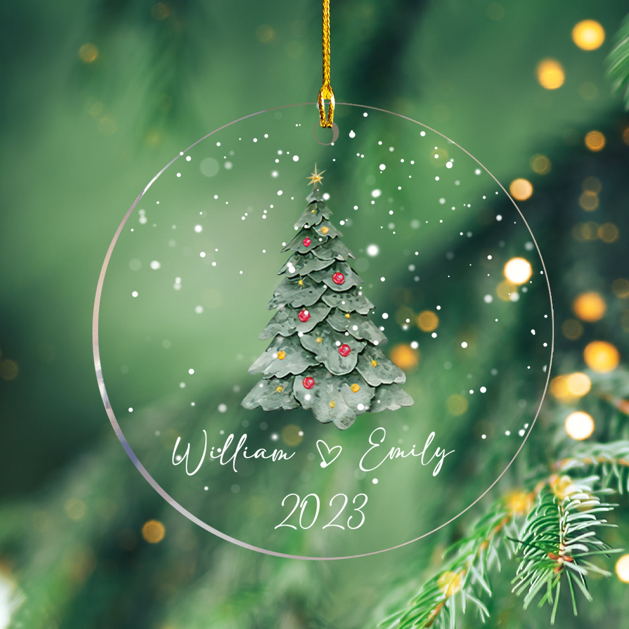 Couples Christmas Ornament Personalized Names 2D Acrylic First Christmas Mr and Mrs Wedding Anniversary Gift Home Decor 2 - MeasureMason Couples Christmas Ornament Personalized Names 2D Acrylic First Christmas Mr and Mrs Wedding Anniversary Gift Home Decor 2