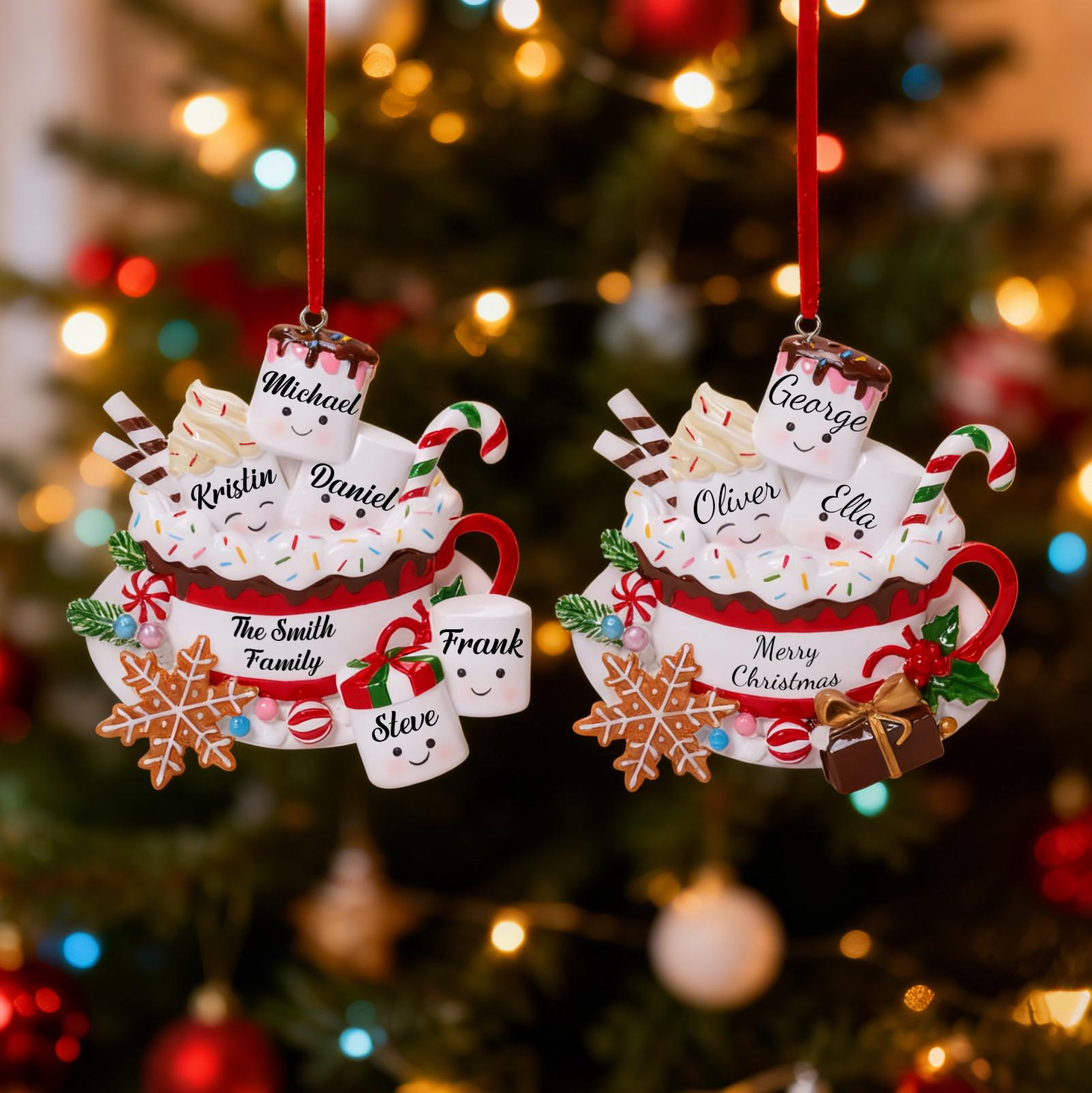 Personalized Family Christmas Ornament 2025 Marshmallow Coffee Cup Ornament Custom Names Family Holiday Keepsake Resin 1 - MeasureMason Personalized Family Christmas Ornament 2025 Marshmallow Coffee Cup Ornament Custom Names Family Holiday Keepsake Resin 1