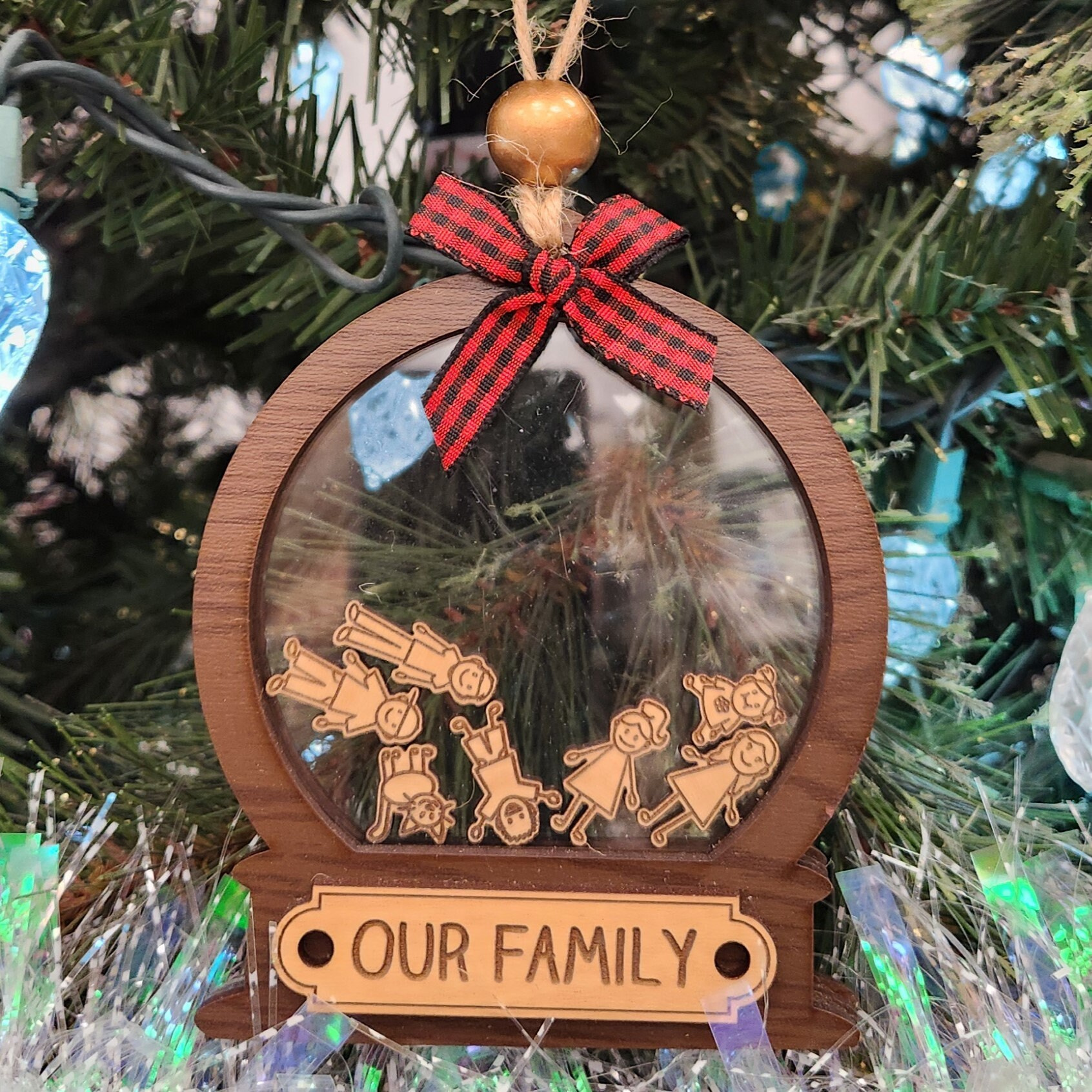 Personalized Family Christmas 2024 Wooden Snow Globe Shaker Ornament 3 - MeasureMason Personalized Family Christmas 2024 Wooden Snow Globe Shaker Ornament 3