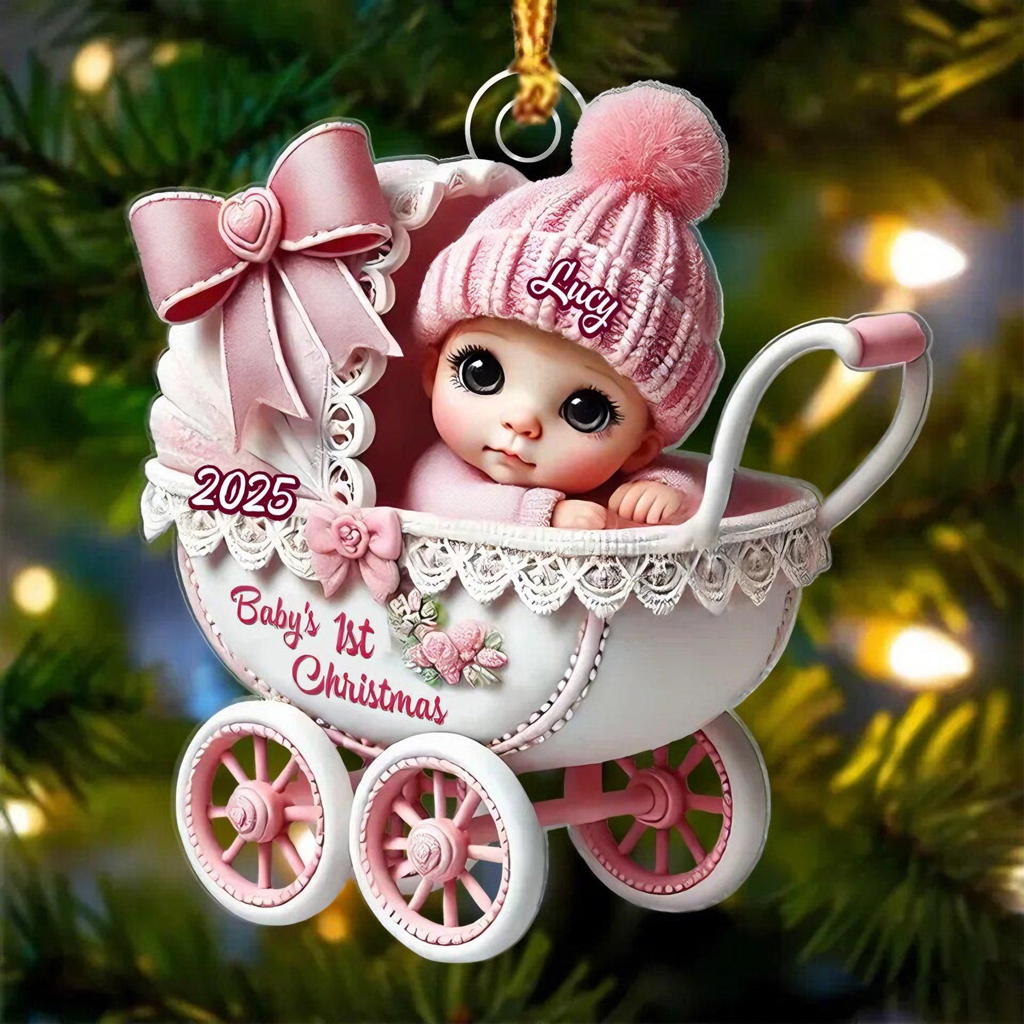 Personalized Babys 1st Christmas Ornament - Custom Acrylic Tree Hanging Keepsake Gift for Boys & Girls 4 - MeasureMason Personalized Babys 1st Christmas Ornament - Custom Acrylic Tree Hanging Keepsake Gift for Boys & Girls 4