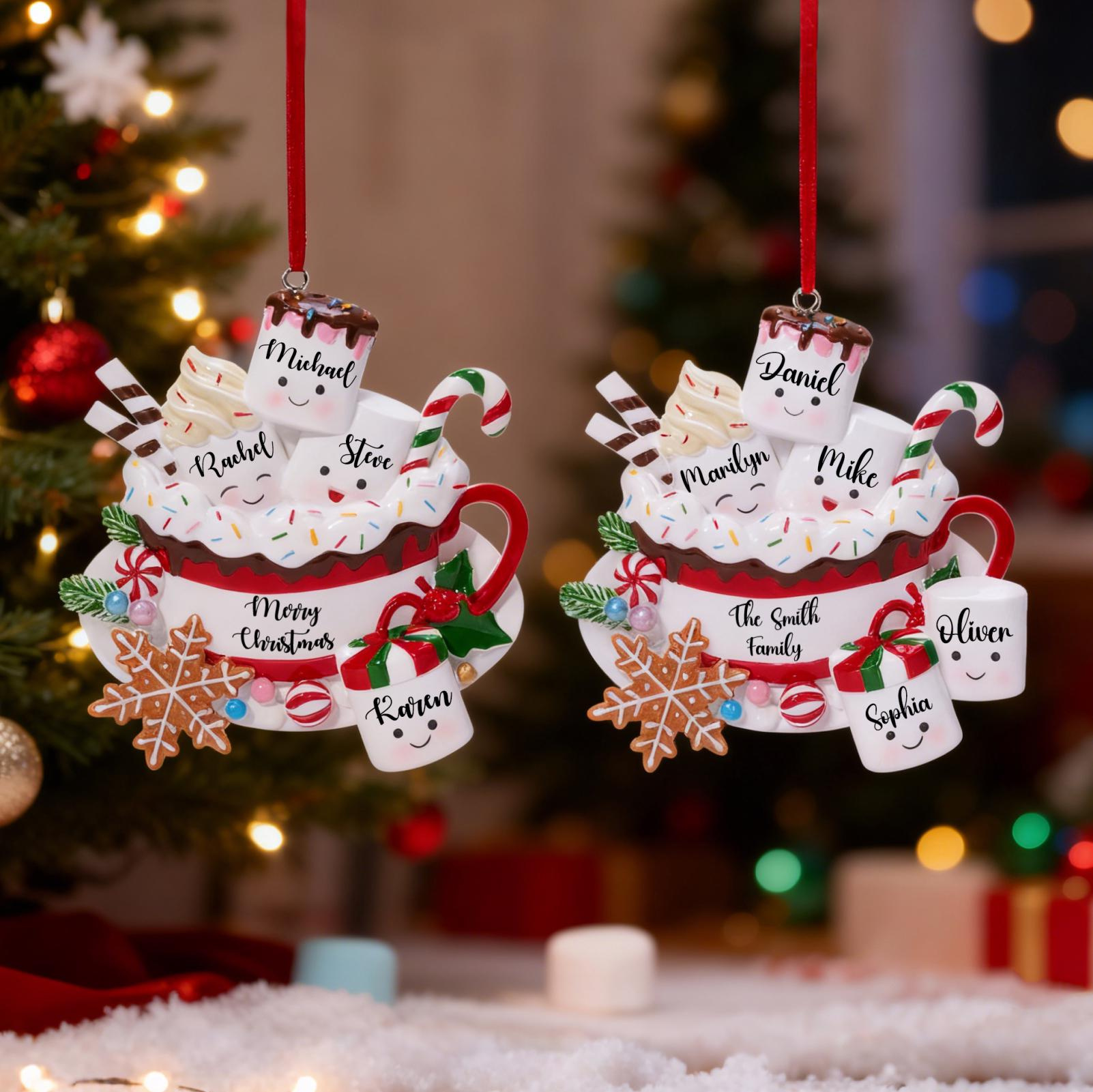 Personalized Family Christmas Ornament 2025 Marshmallow Coffee Cup Ornament Custom Names Family Holiday Keepsake Resin 2 - MeasureMason Personalized Family Christmas Ornament 2025 Marshmallow Coffee Cup Ornament Custom Names Family Holiday Keepsake Resin 2