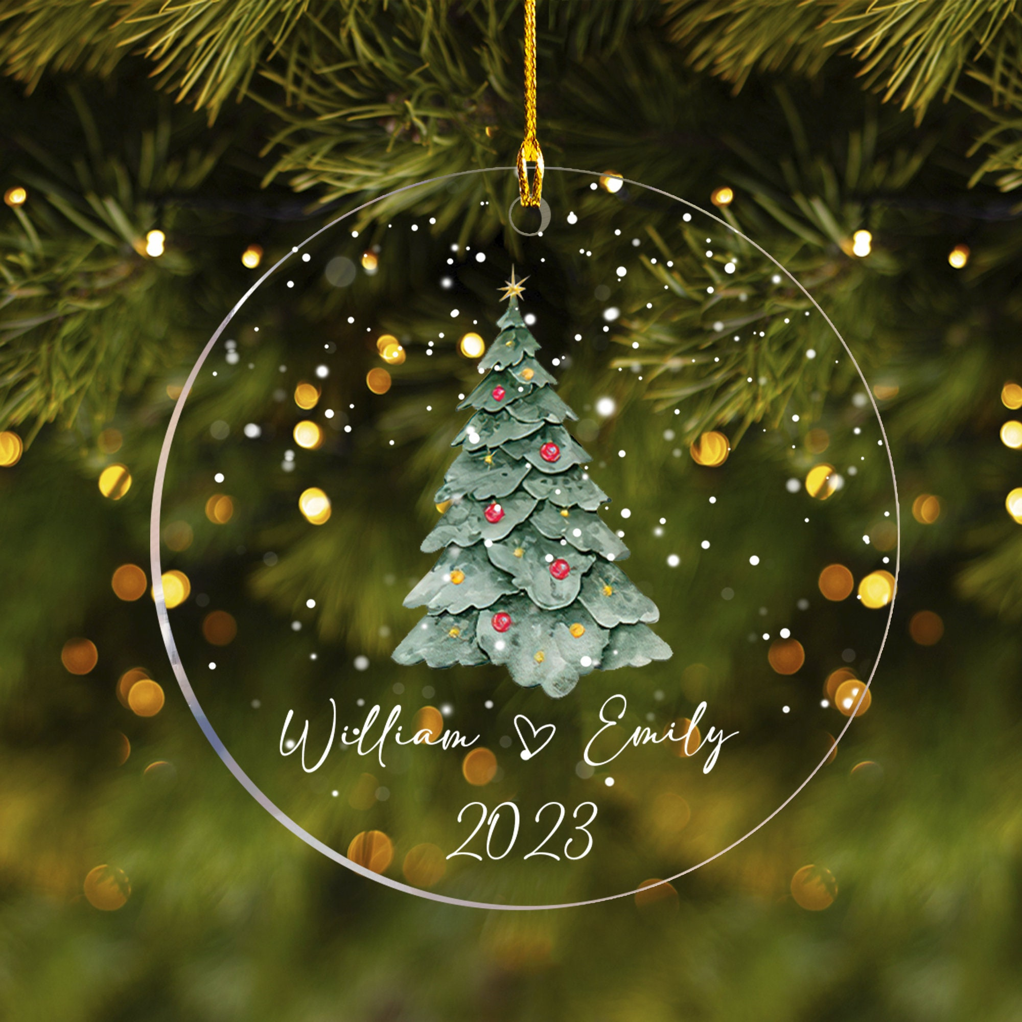 Couples Christmas Ornament Personalized Names 2D Acrylic First Christmas Mr and Mrs Wedding Anniversary Gift Home Decor 3 - MeasureMason Couples Christmas Ornament Personalized Names 2D Acrylic First Christmas Mr and Mrs Wedding Anniversary Gift Home Decor 3