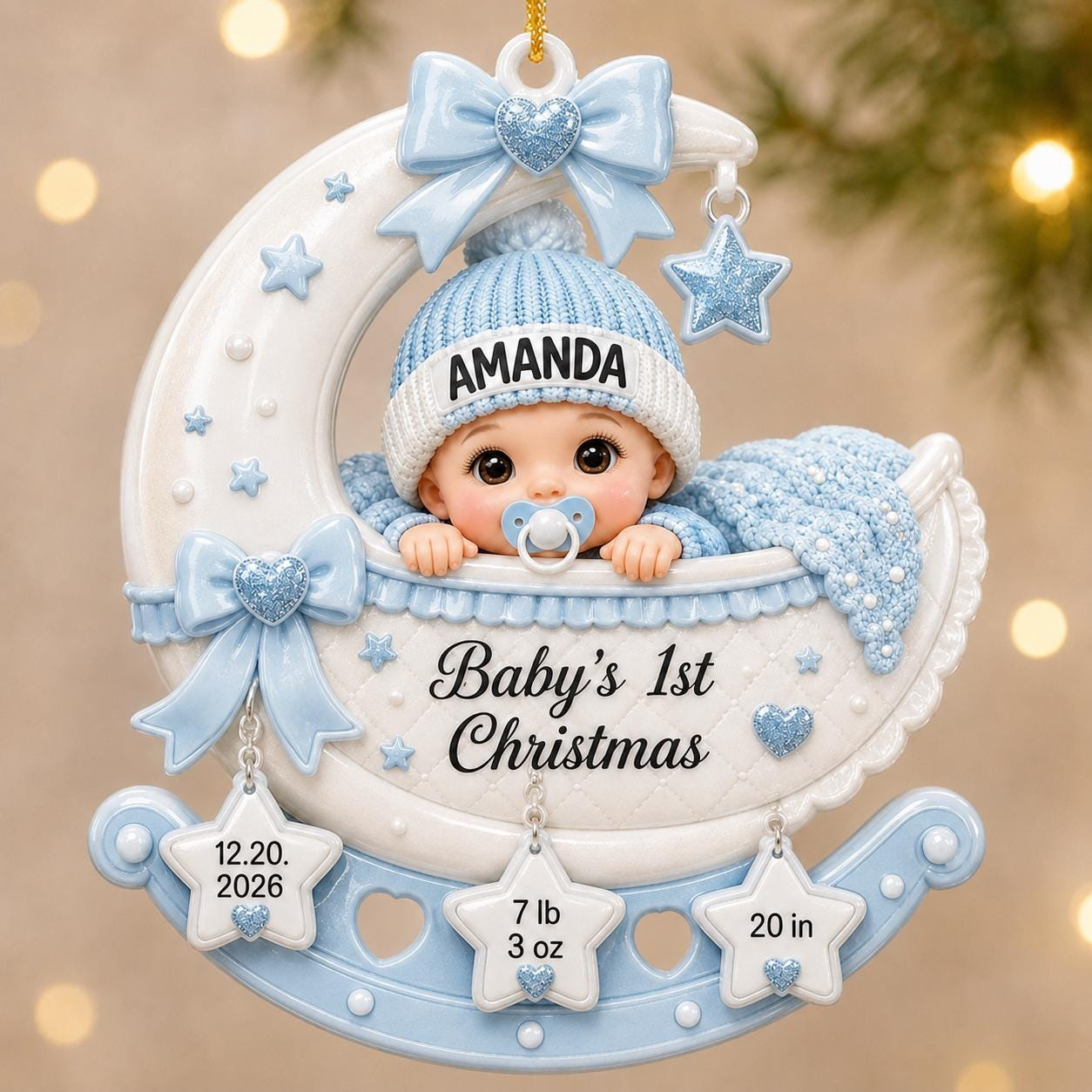 Personalized Babys First Christmas Ornament 2026, Custom Name Birth Stats, Acrylic Baby Girl Boy Newborn Keepsake Gift 3 - MeasureMason Personalized Babys First Christmas Ornament 2026, Custom Name Birth Stats, Acrylic Baby Girl Boy Newborn Keepsake Gift 3