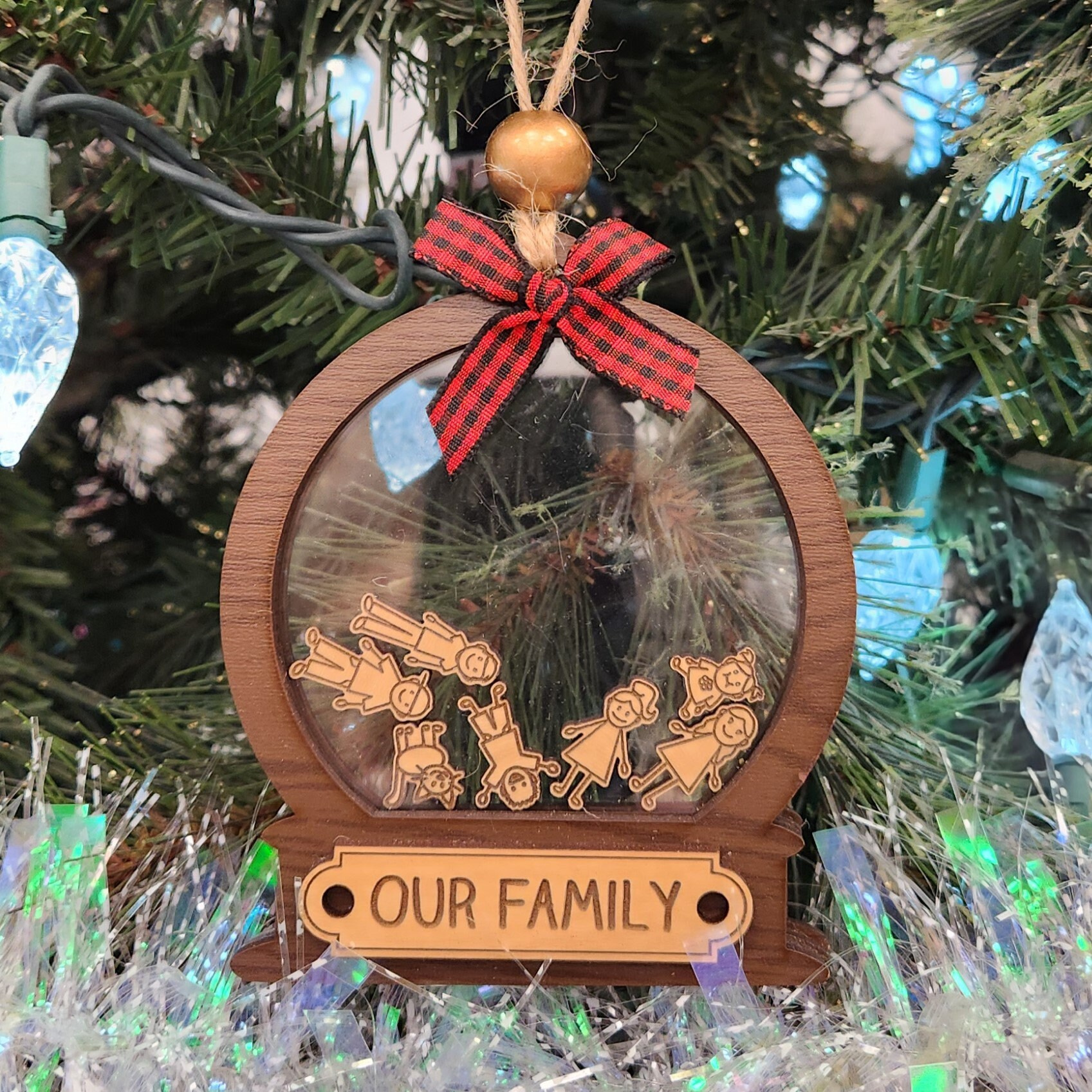 Personalized Family Christmas 2024 Wooden Snow Globe Shaker Ornament 4 - MeasureMason Personalized Family Christmas 2024 Wooden Snow Globe Shaker Ornament 4