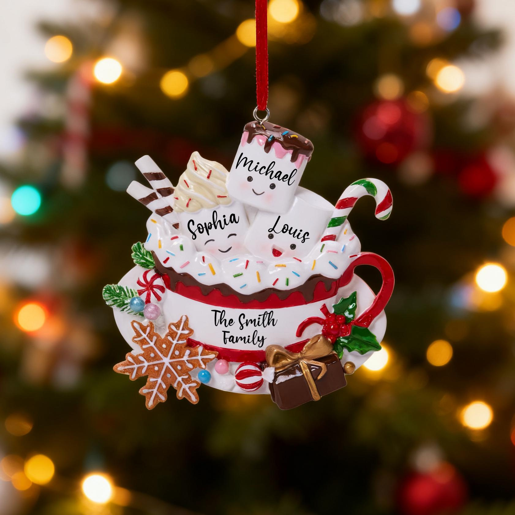 Personalized Family Christmas Ornament 2025 Marshmallow Coffee Cup Ornament Custom Names Family Holiday Keepsake Resin 4 - MeasureMason Personalized Family Christmas Ornament 2025 Marshmallow Coffee Cup Ornament Custom Names Family Holiday Keepsake Resin 4