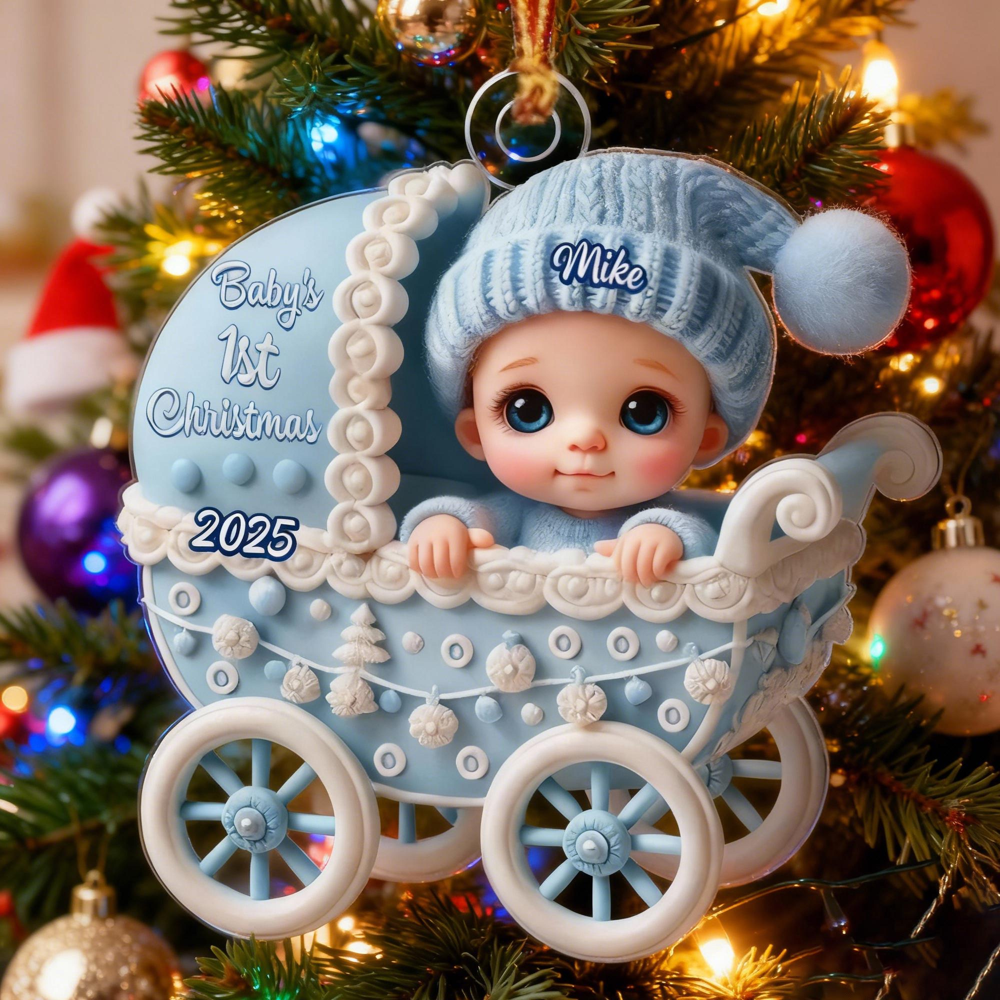 Personalized Babys 1st Christmas Ornament - Custom Acrylic Tree Hanging Keepsake Gift for Boys & Girls 3 - MeasureMason Personalized Babys 1st Christmas Ornament - Custom Acrylic Tree Hanging Keepsake Gift for Boys & Girls 3