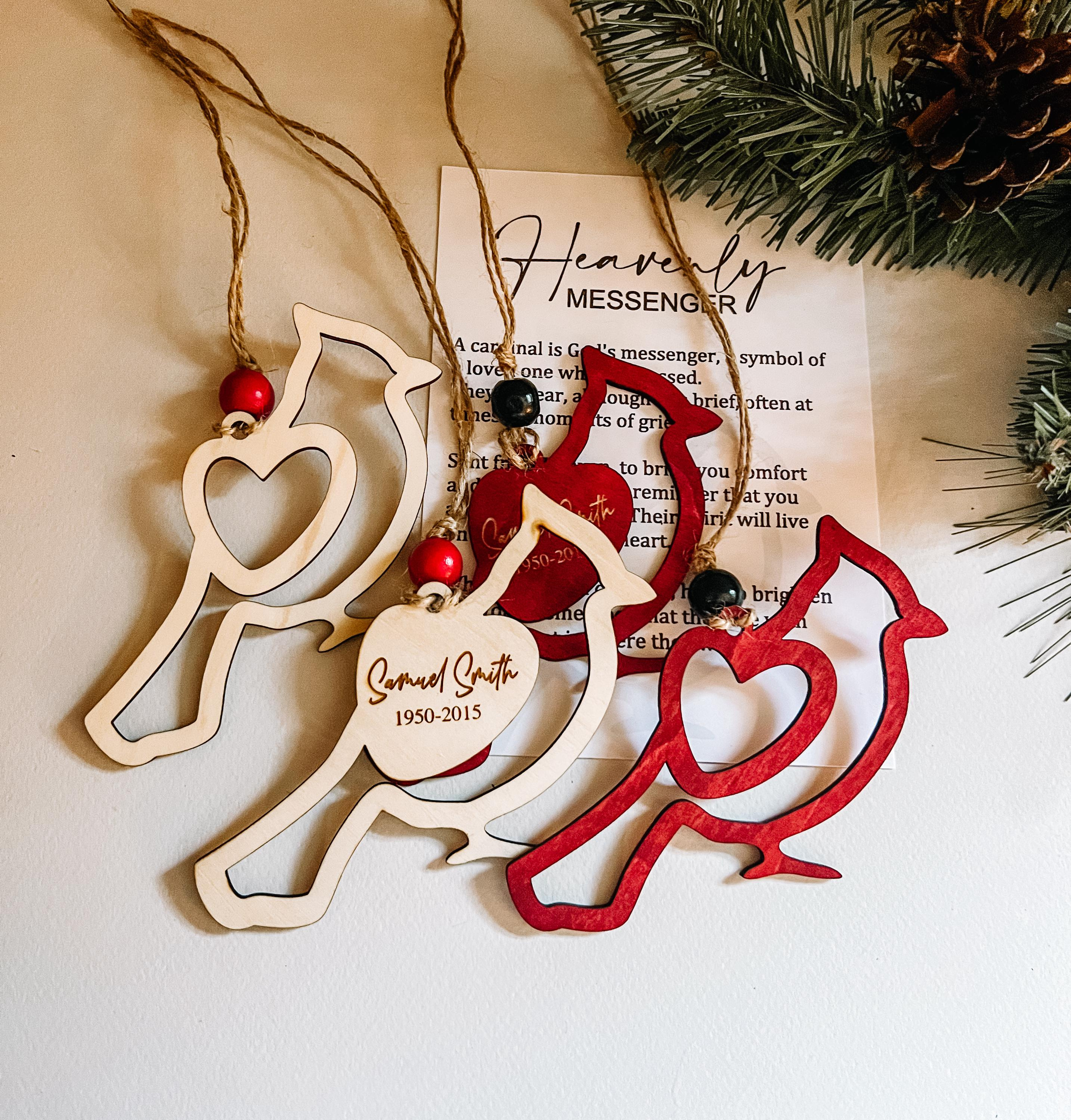 Memorial Cardinal Christmas Ornament - In Loving Memory Wooden Sympathy Gift Memorial Cardinal Christmas Ornament - In Loving Memory Wooden Sympathy Gift