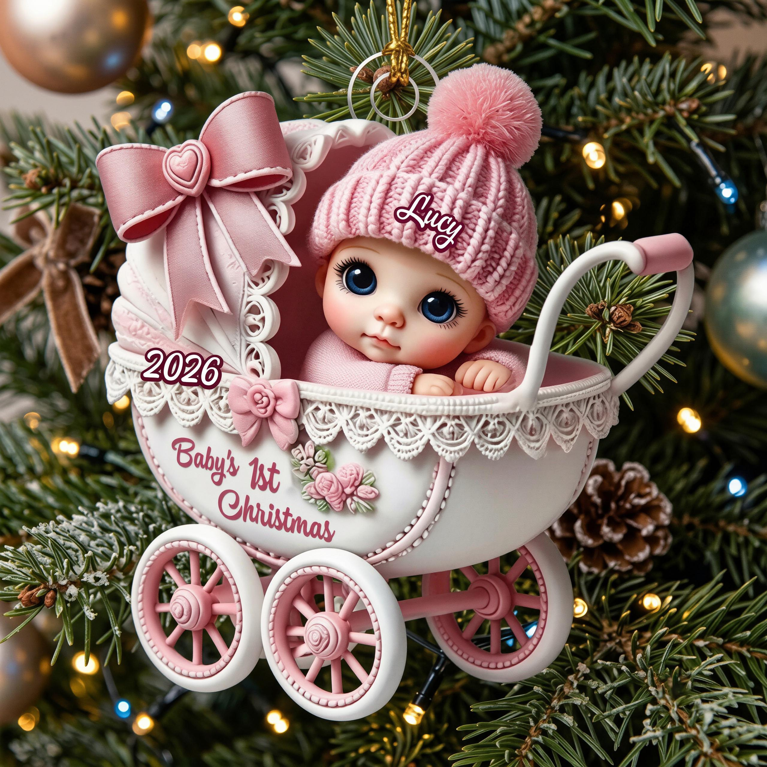 Personalized Baby's 1st Christmas Ornament - Custom Acrylic Tree Hanging Keepsake Gift for Boys & Girls