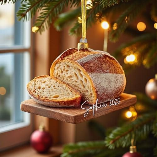 Personalized Sourdough Bread Acrylic Ornament, Custom 2D Flat Ornament, Rustic Christmas Tree Decoration, Bakery Gift 2 - MeasureMason Personalized Sourdough Bread Acrylic Ornament, Custom 2D Flat Ornament, Rustic Christmas Tree Decoration, Bakery Gift 2